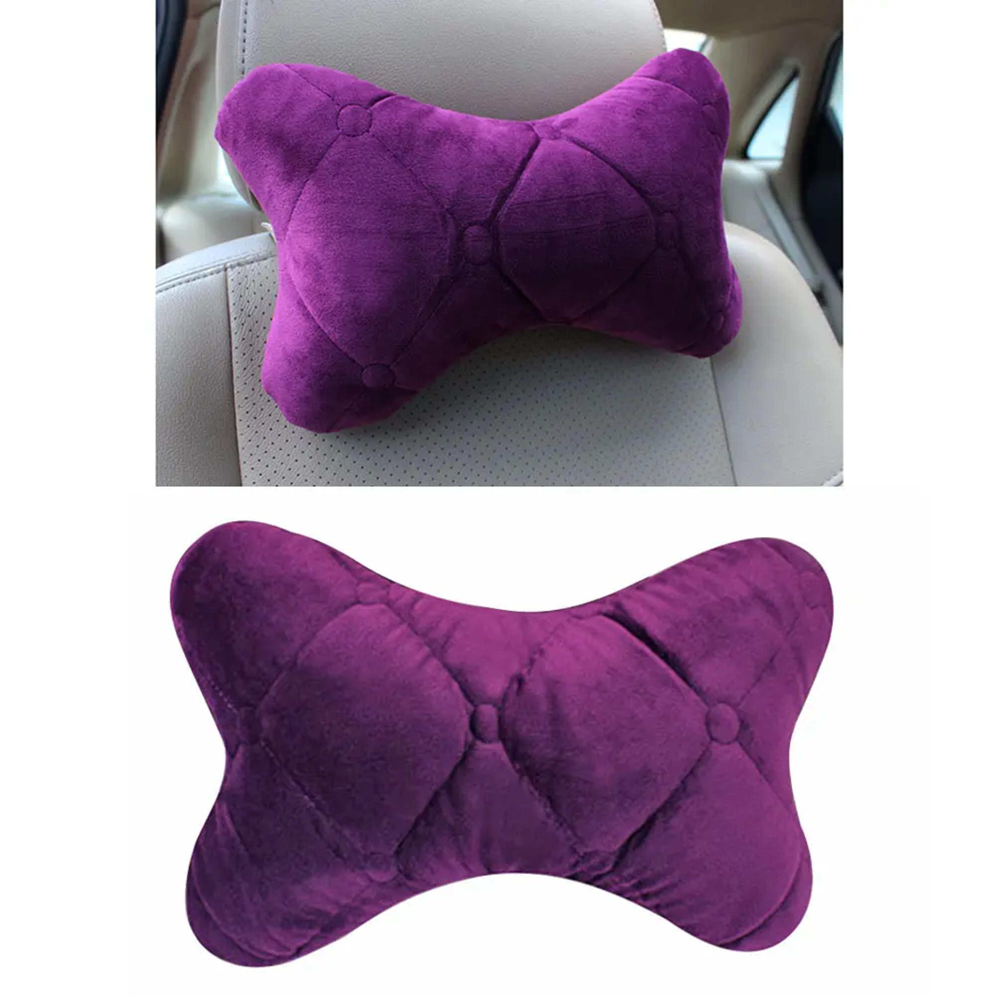 Memory Foam Car Neck Pillow With Soft Velvet Headrest Support 3