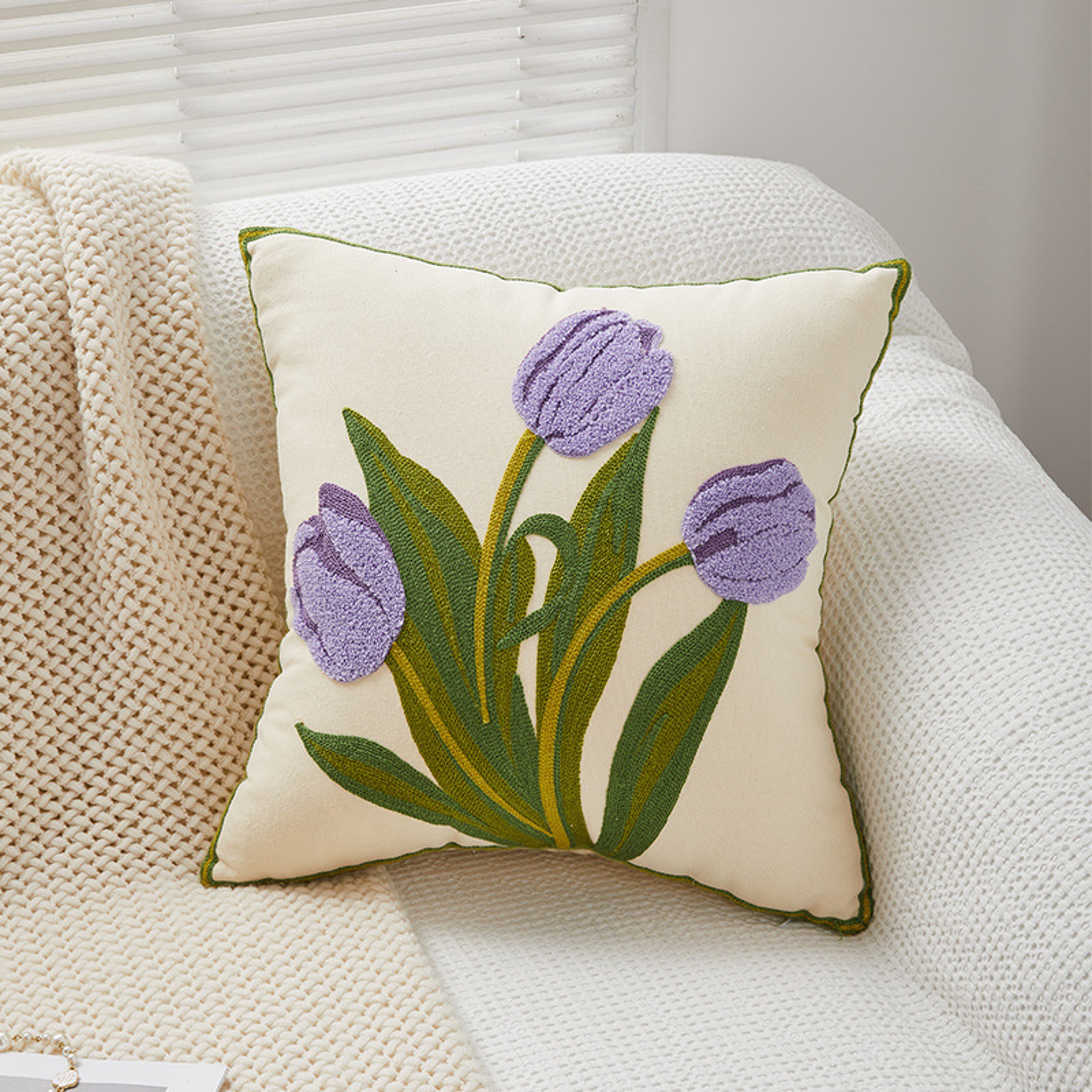 Tulip Decorative Throw Pillow Soft Terry Cloth Sofa And Bed Cushion 11