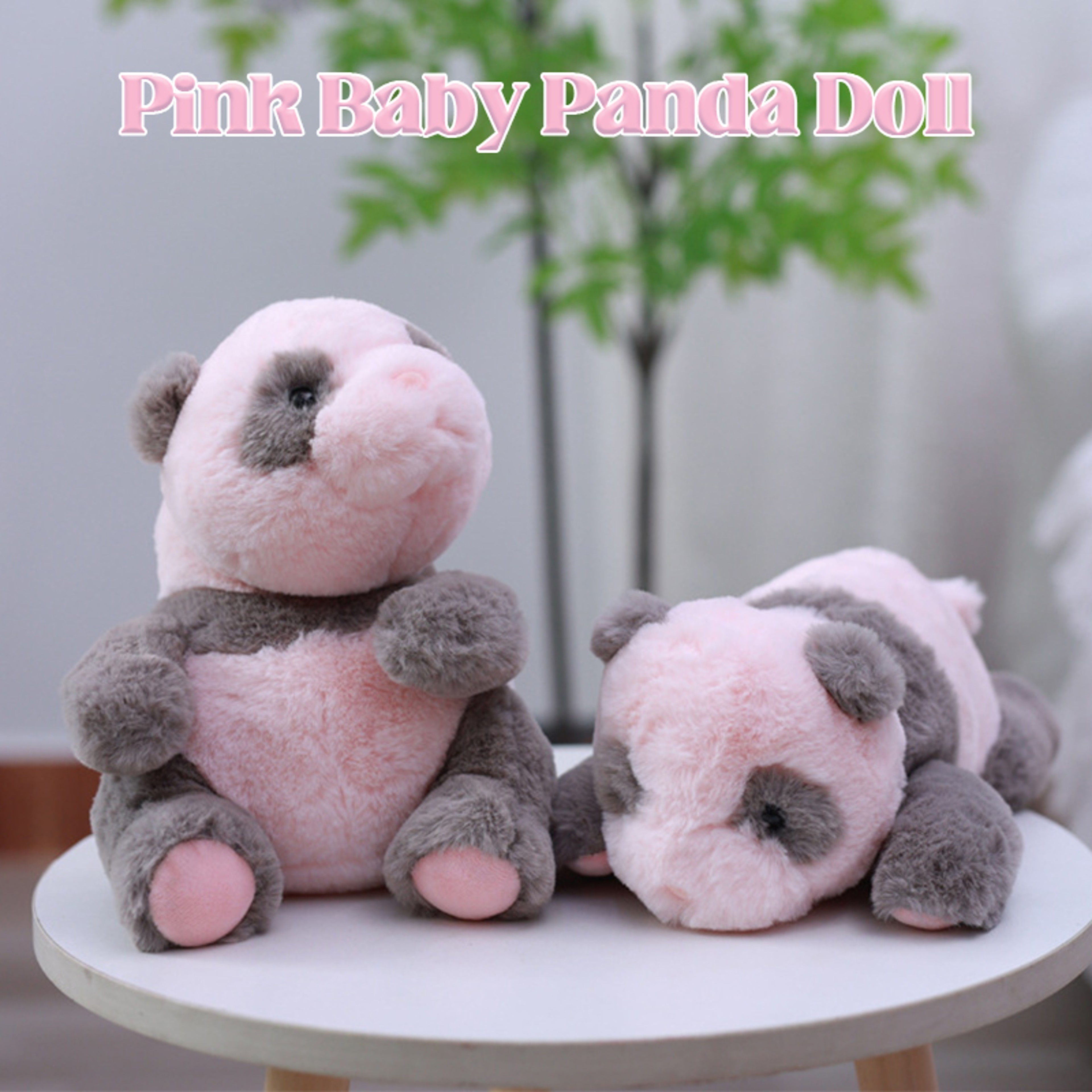 Cute Pink Baby Panda Cushion  Soft Cartoon Panda Plush Pillow 1