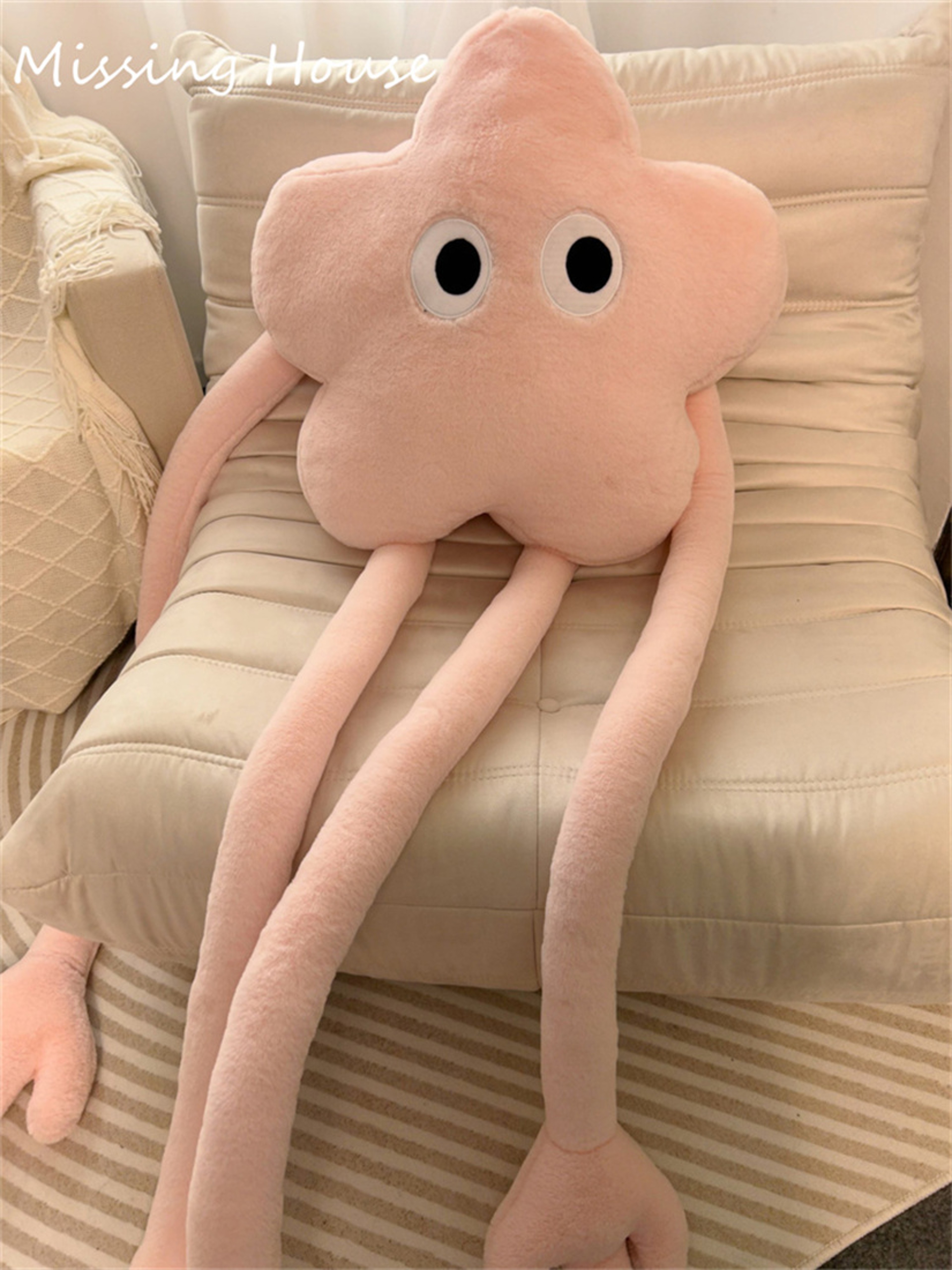 Funny Pink Star Flower Plush Pillow With Long Arms And Legs 3