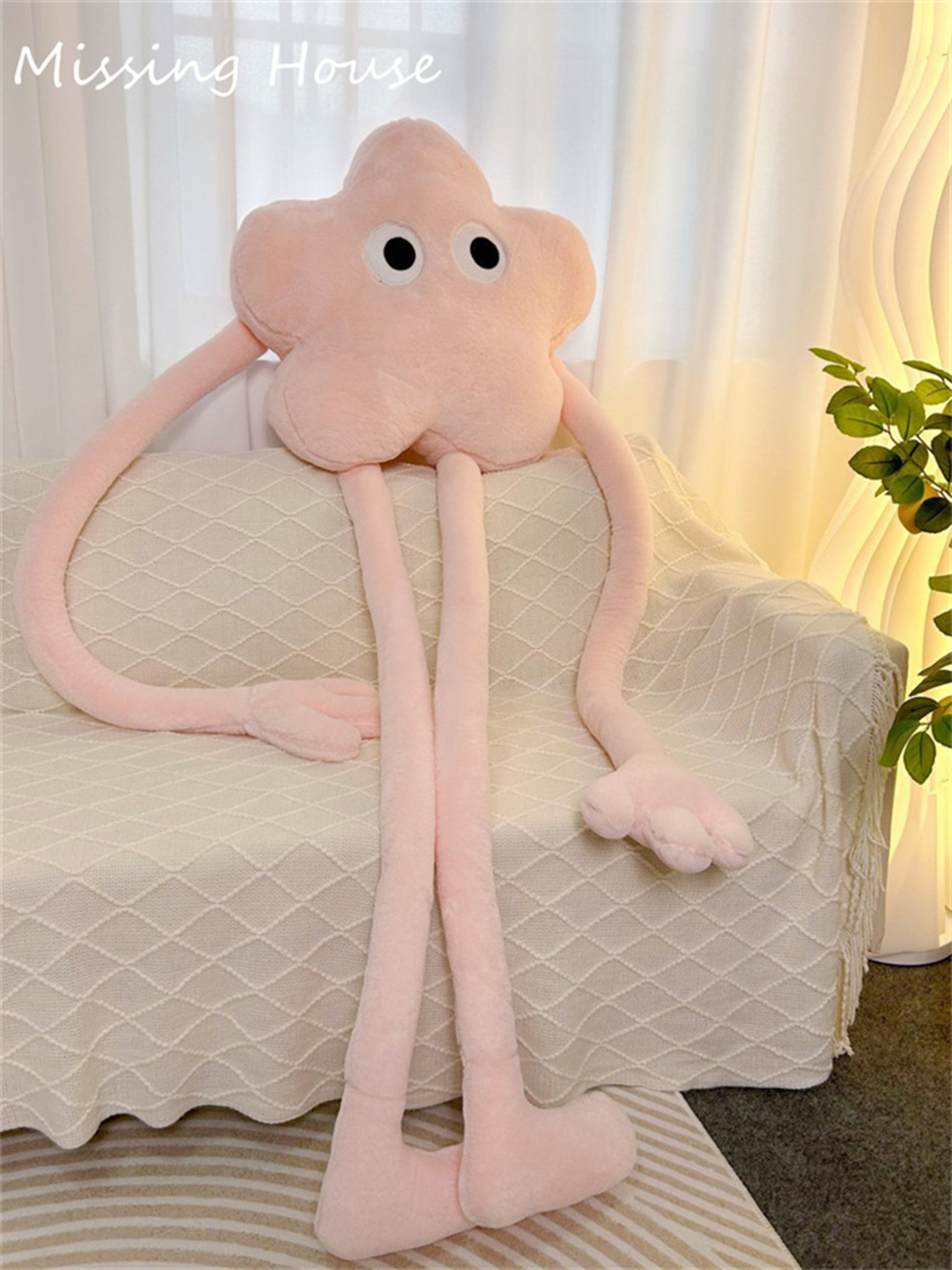 Funny Pink Star Flower Plush Pillow With Long Arms And Legs 8