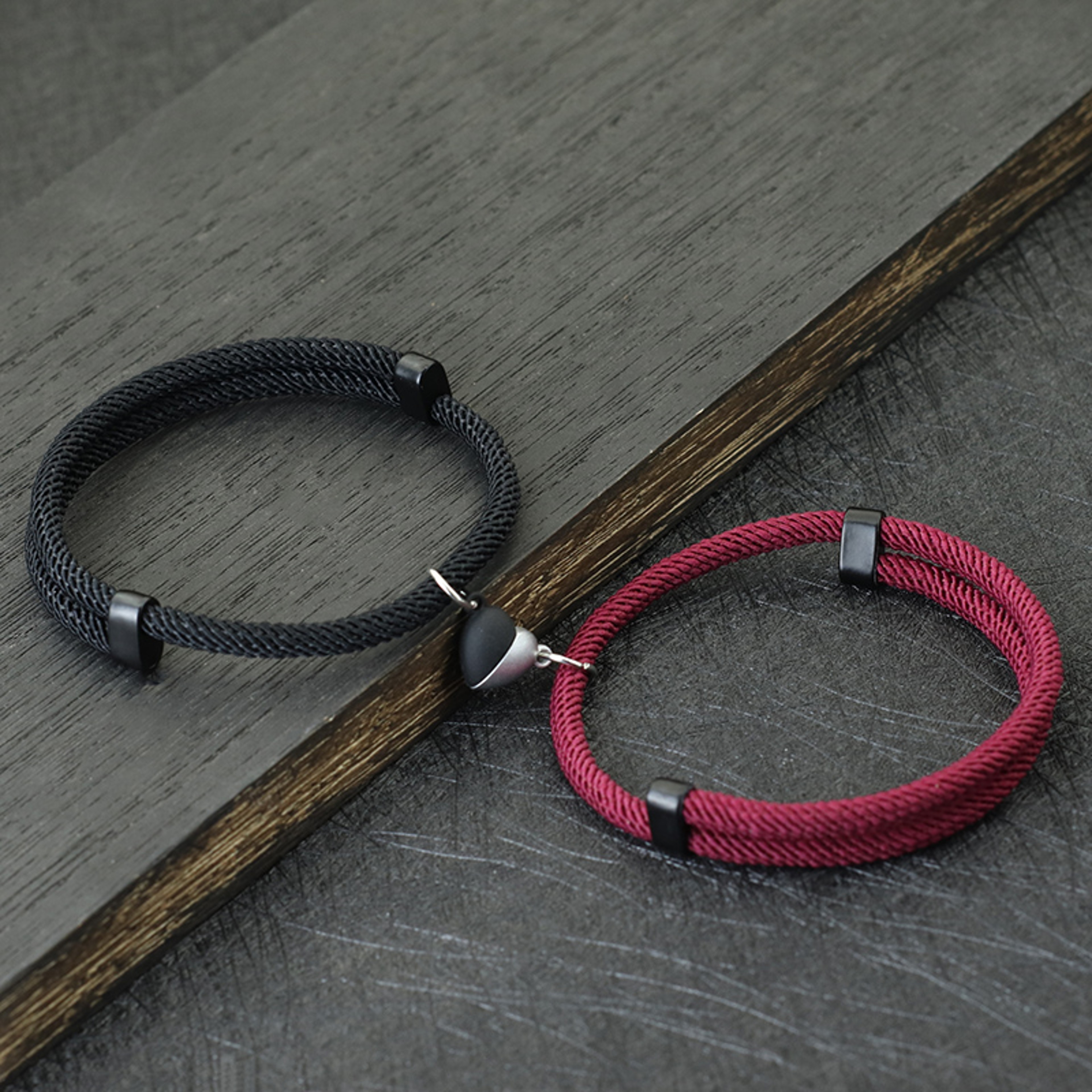 Matching Couple Heart Magnetic Bracelets Adjustable 2Piece Set 7