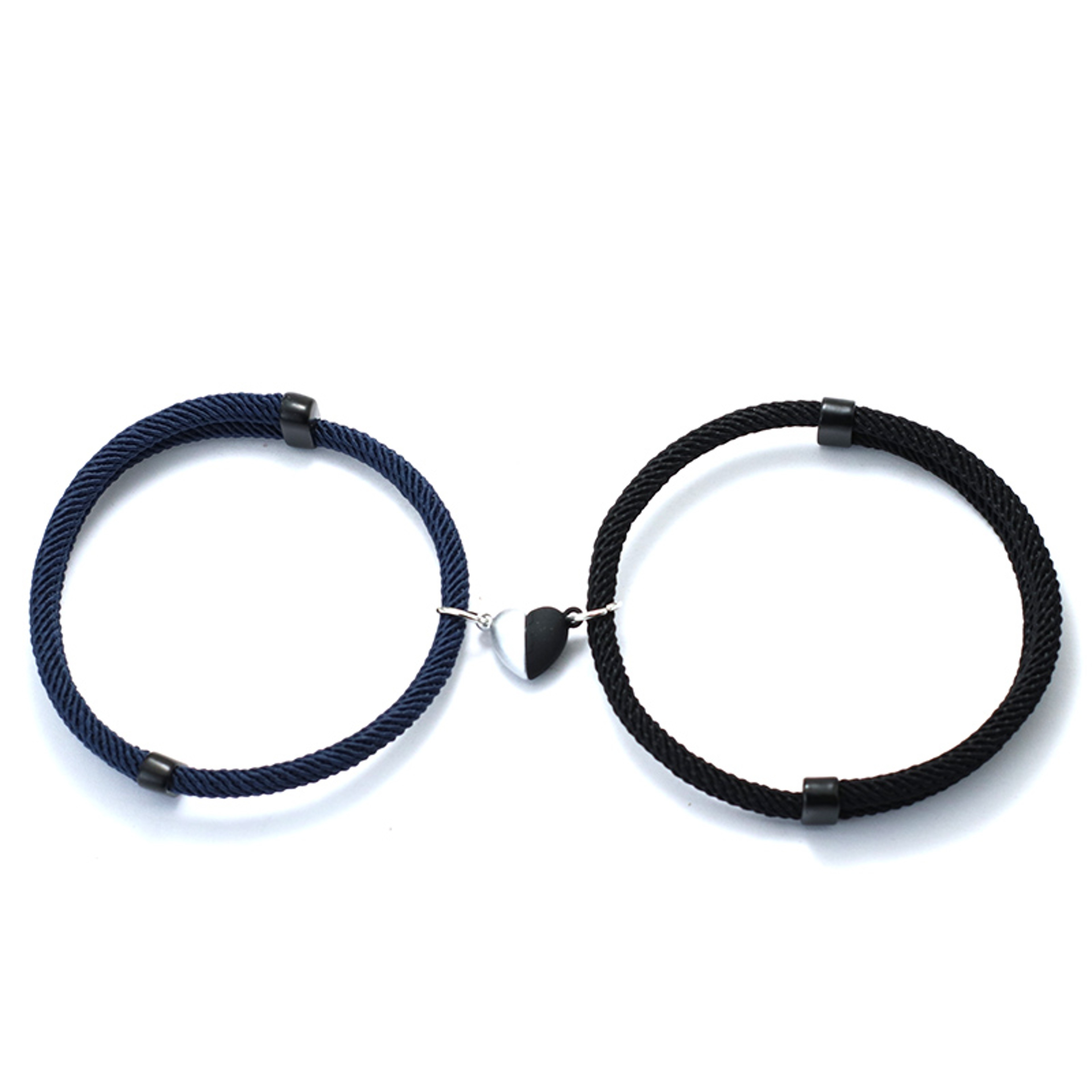 Matching Couple Heart Magnetic Bracelets Adjustable 2Piece Set 12