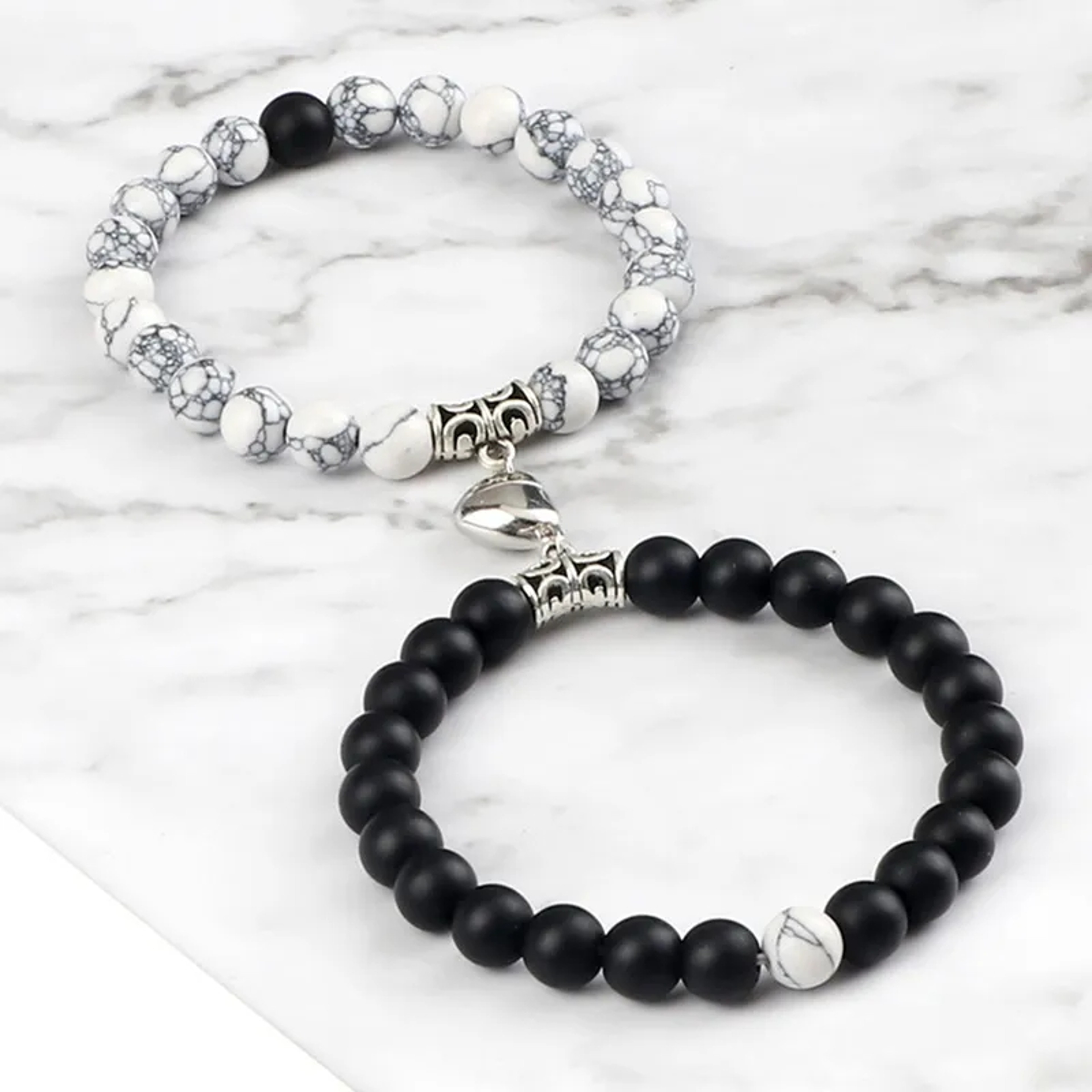 Natural Stone Heart Magnet Couple Bracelets For Lovers And Friends 4
