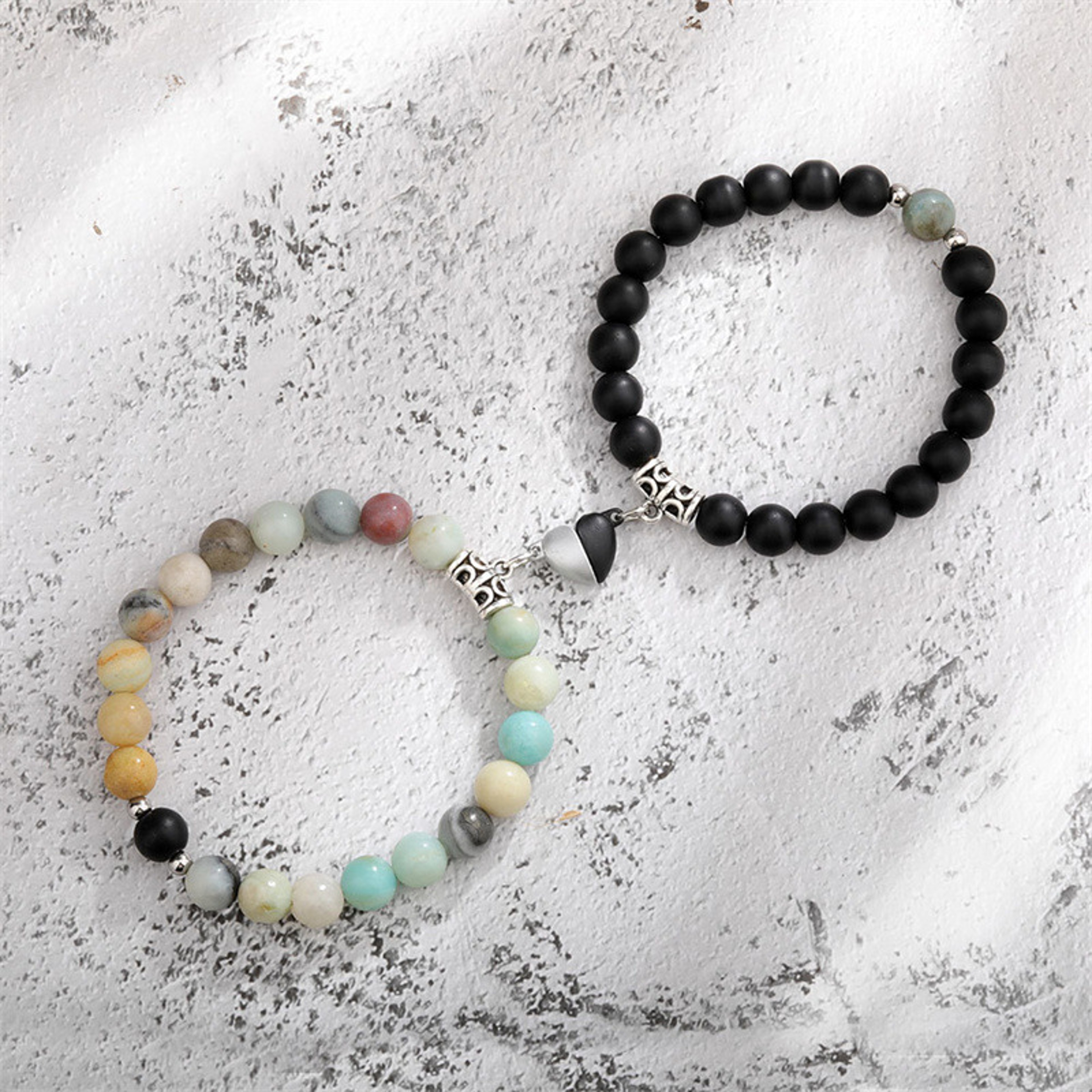Natural Stone Heart Magnet Couple Bracelets For Lovers And Friends 17