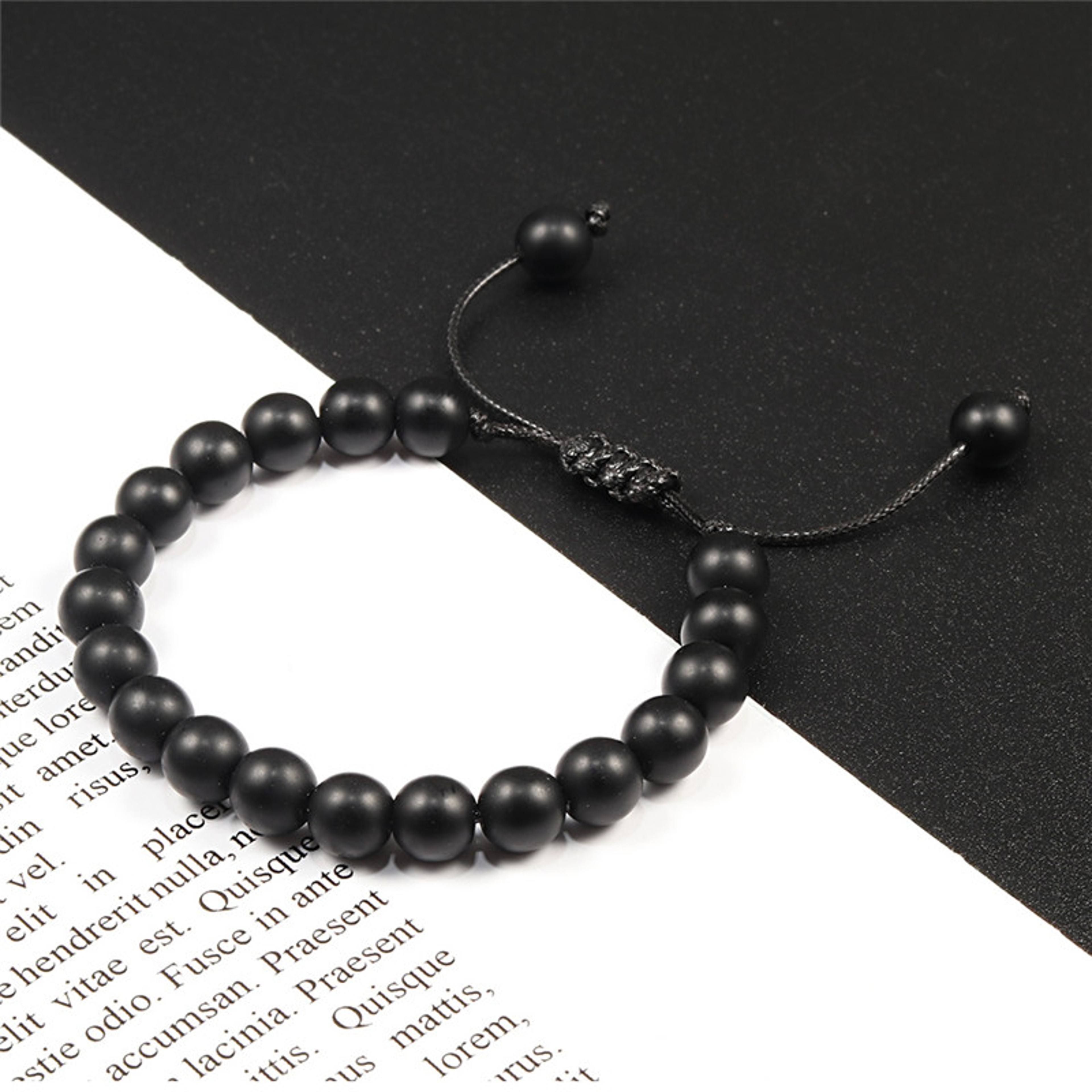 Adjustable Couples Bracelets With 8mm Beads And Braided Macrame Design 4