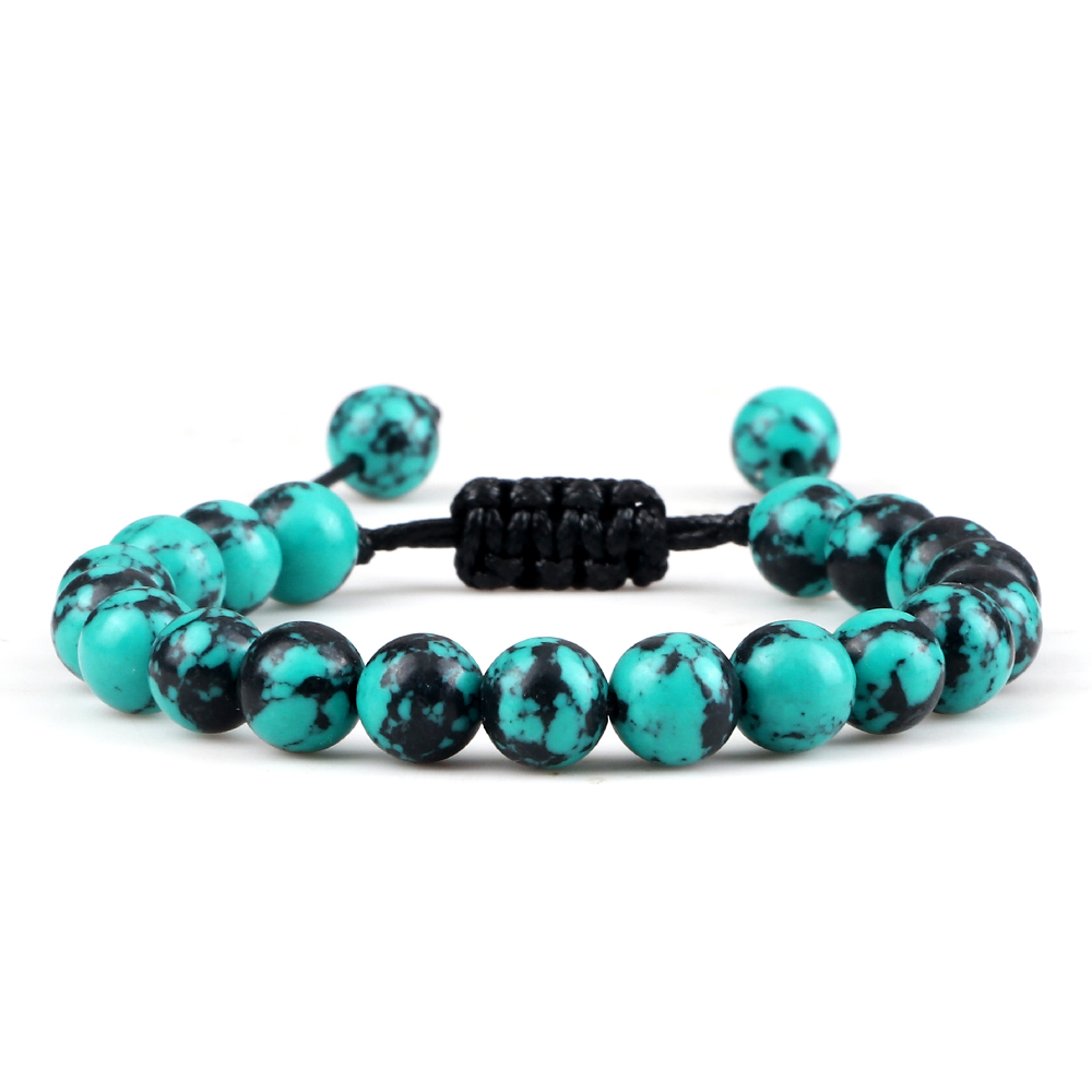 Adjustable Couples Bracelets With 8mm Beads And Braided Macrame Design 27