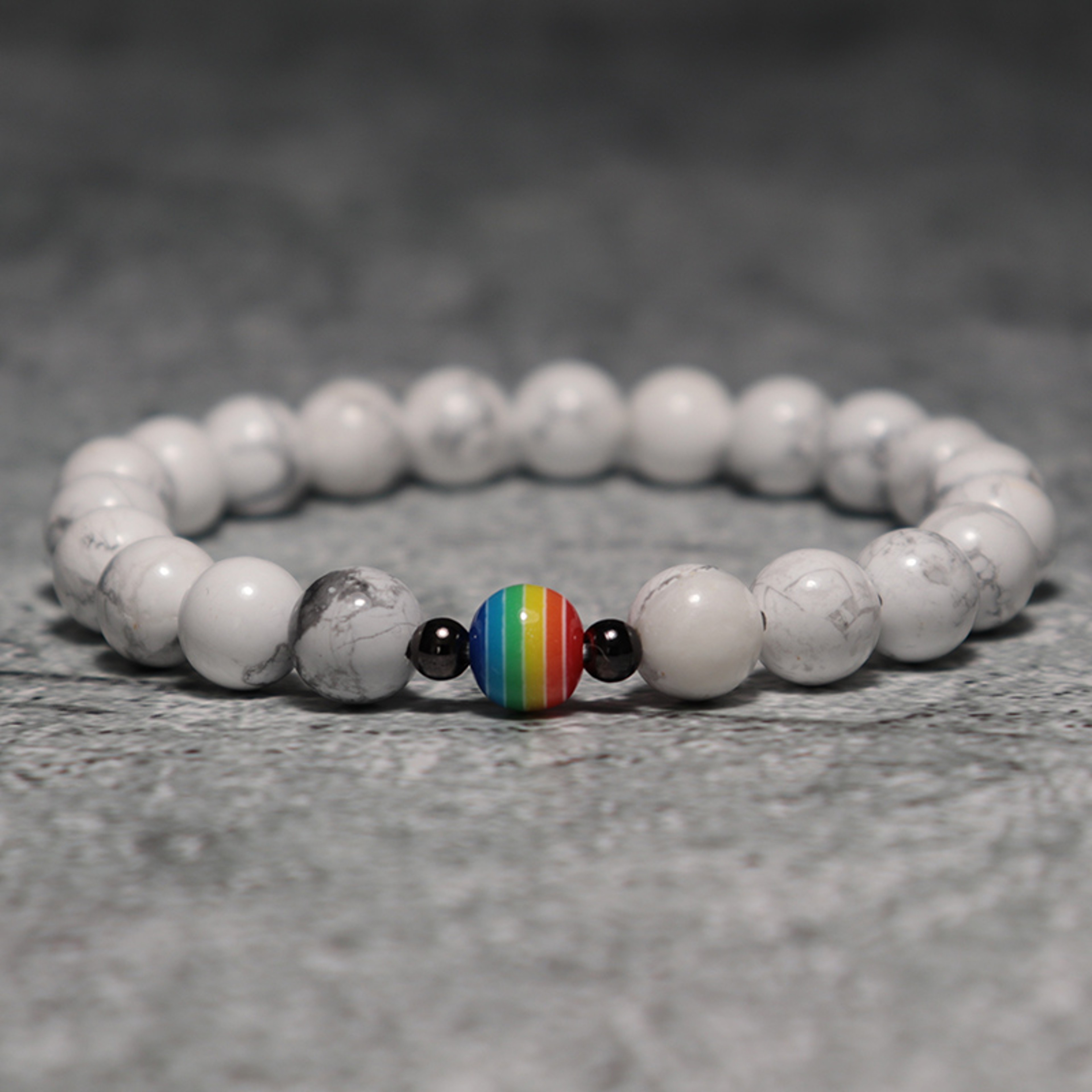 Natural Frosted Stone Beaded Bracelet for Couples Rainbow Pride Jewelry – view 2