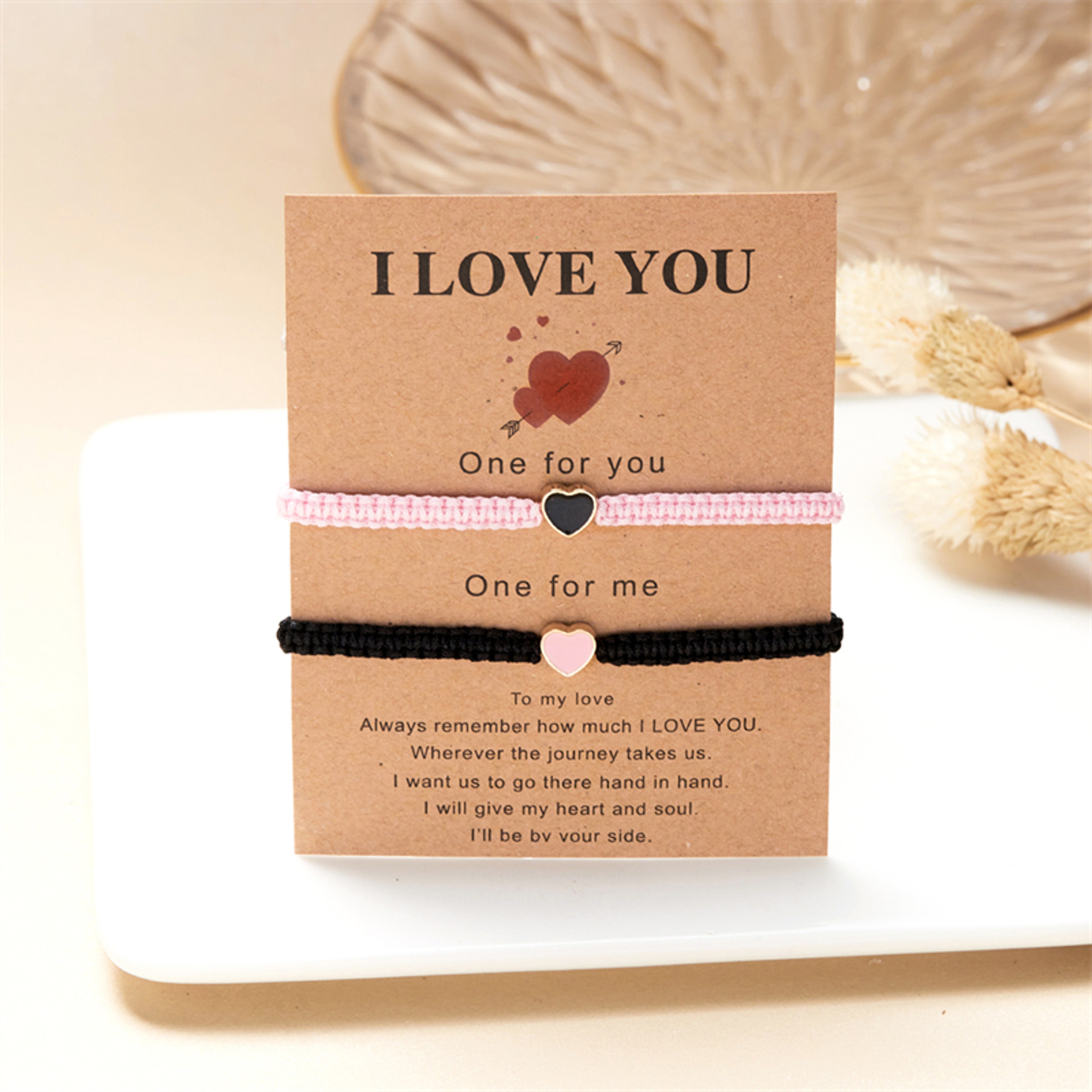 Heart Matching Bracelets For Couples And Friends  2 Piece Handwoven Set 0