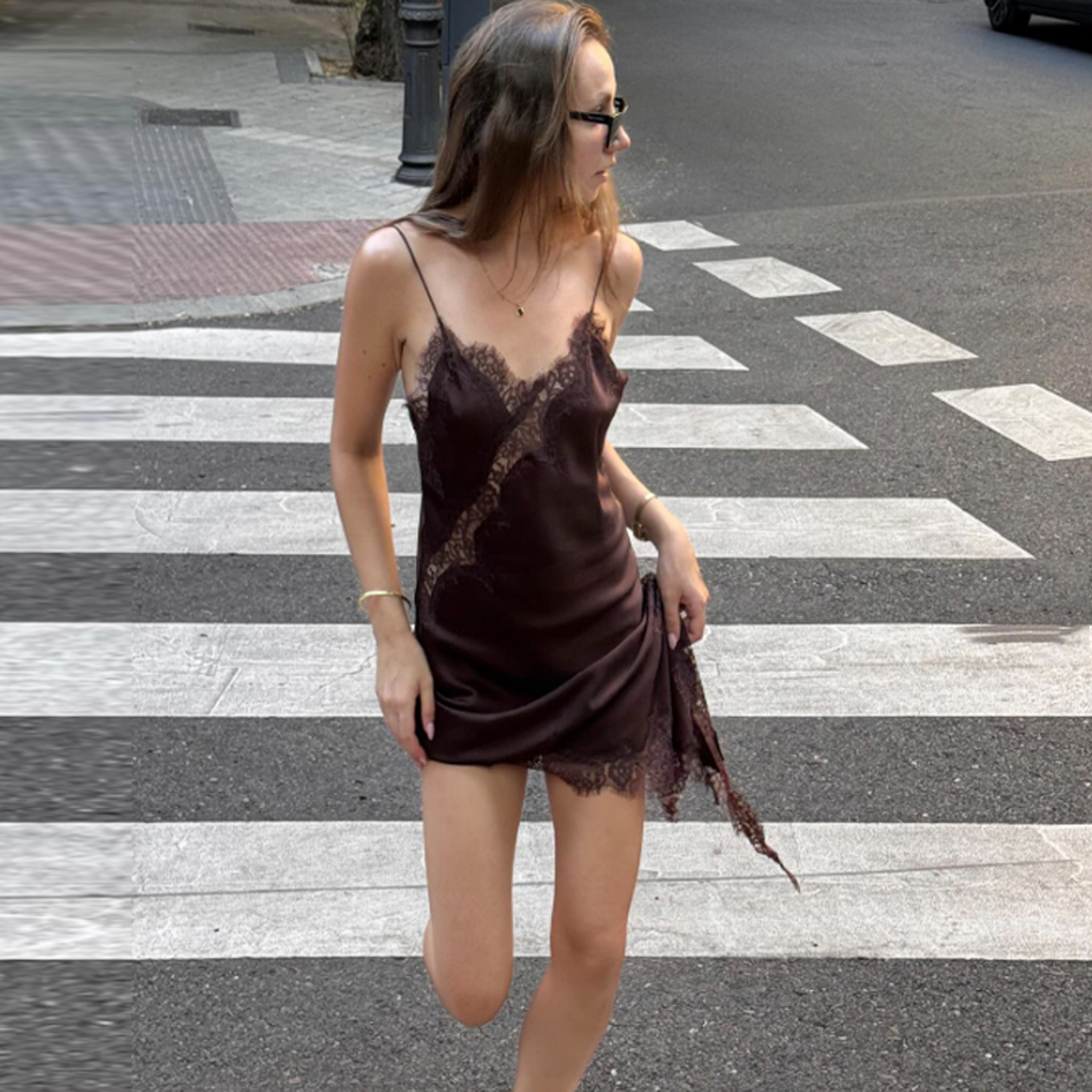 Womens Asymmetrical Lace Slip Mini Dress With VNeck And Backless Design 6
