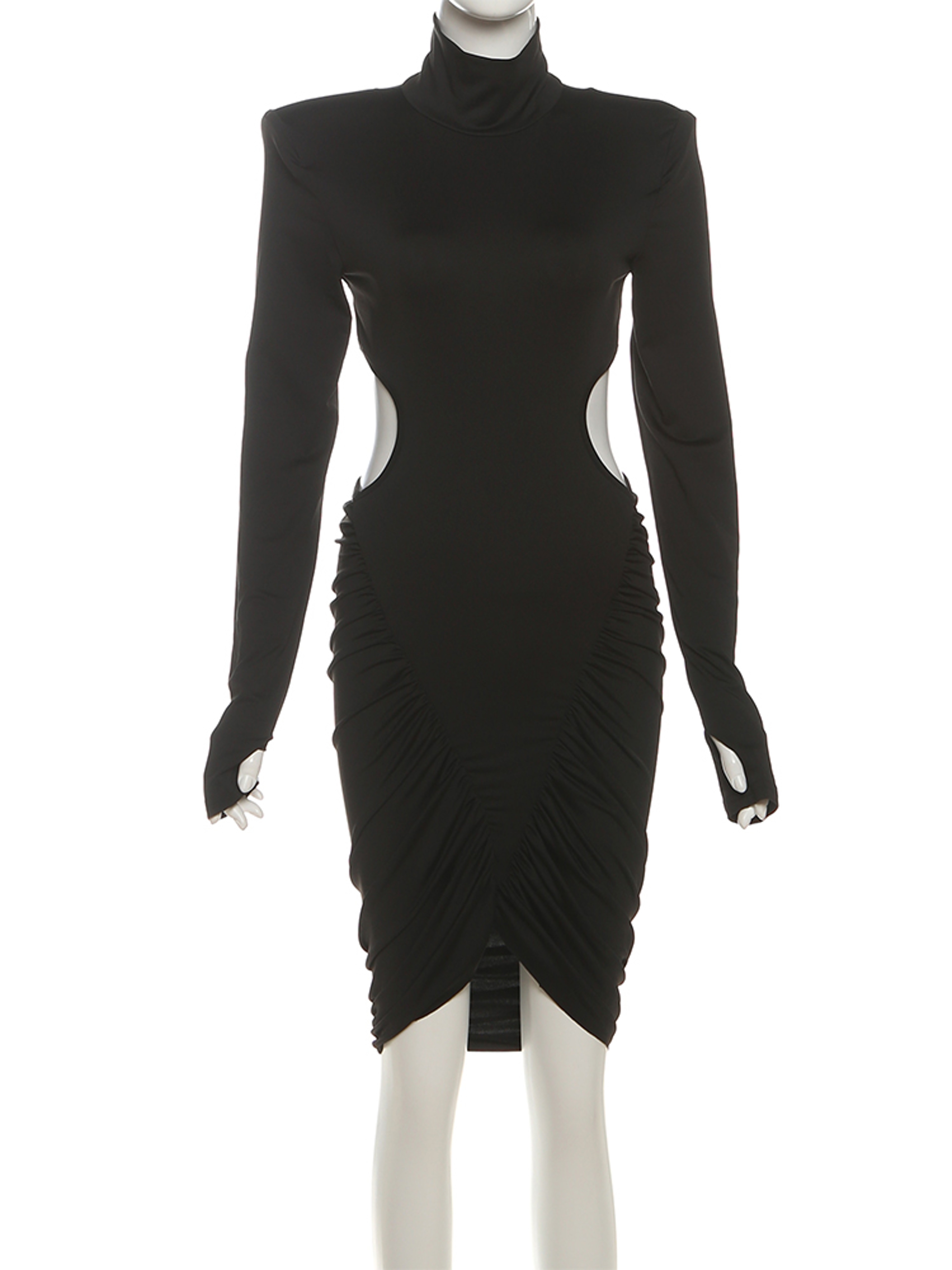 Women's Ruched Backless Turtleneck Mini Bodycon Dress – view 6