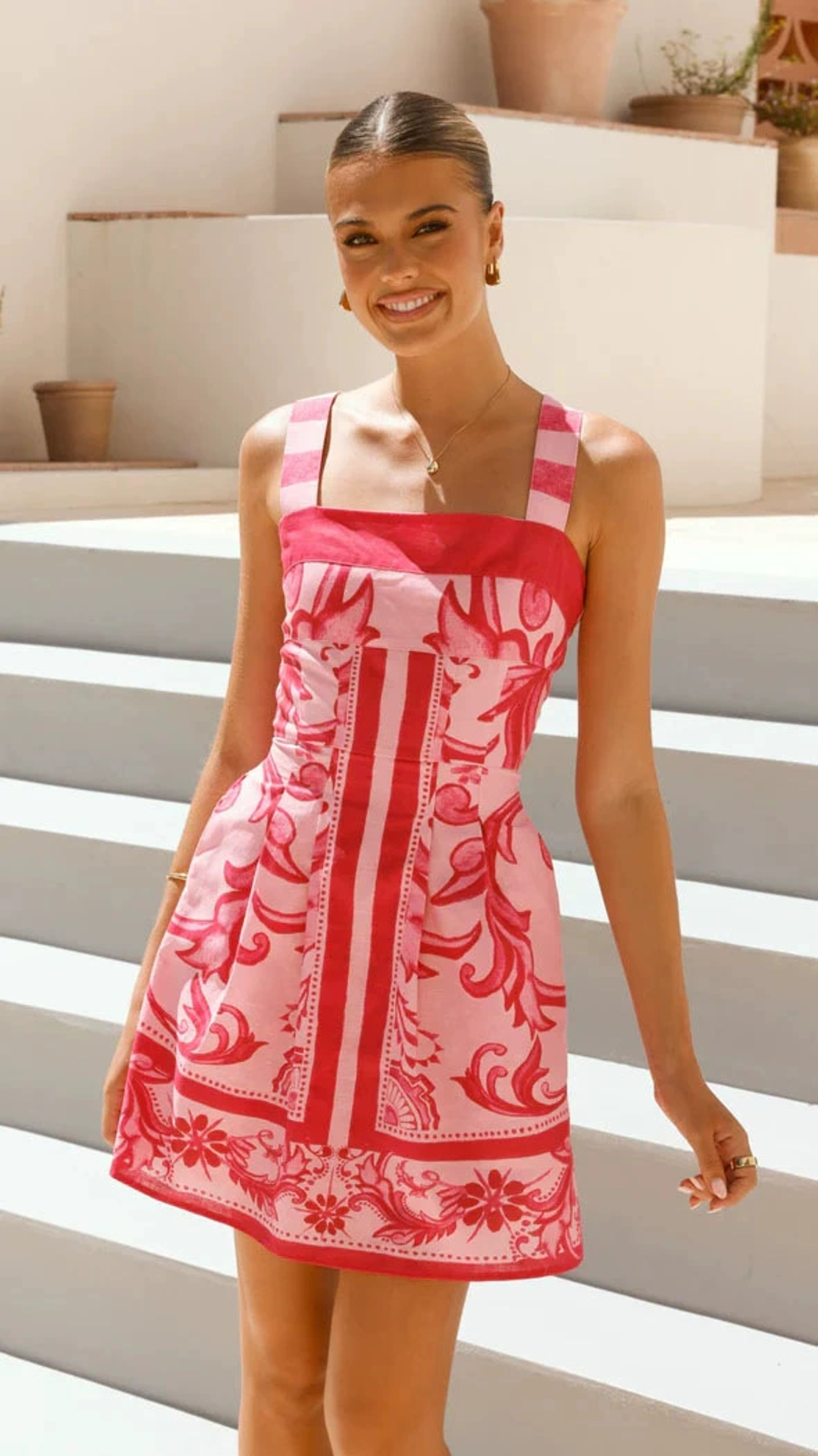 Womens Bohemian Color Block Sleeveless ALine Summer Dress 8