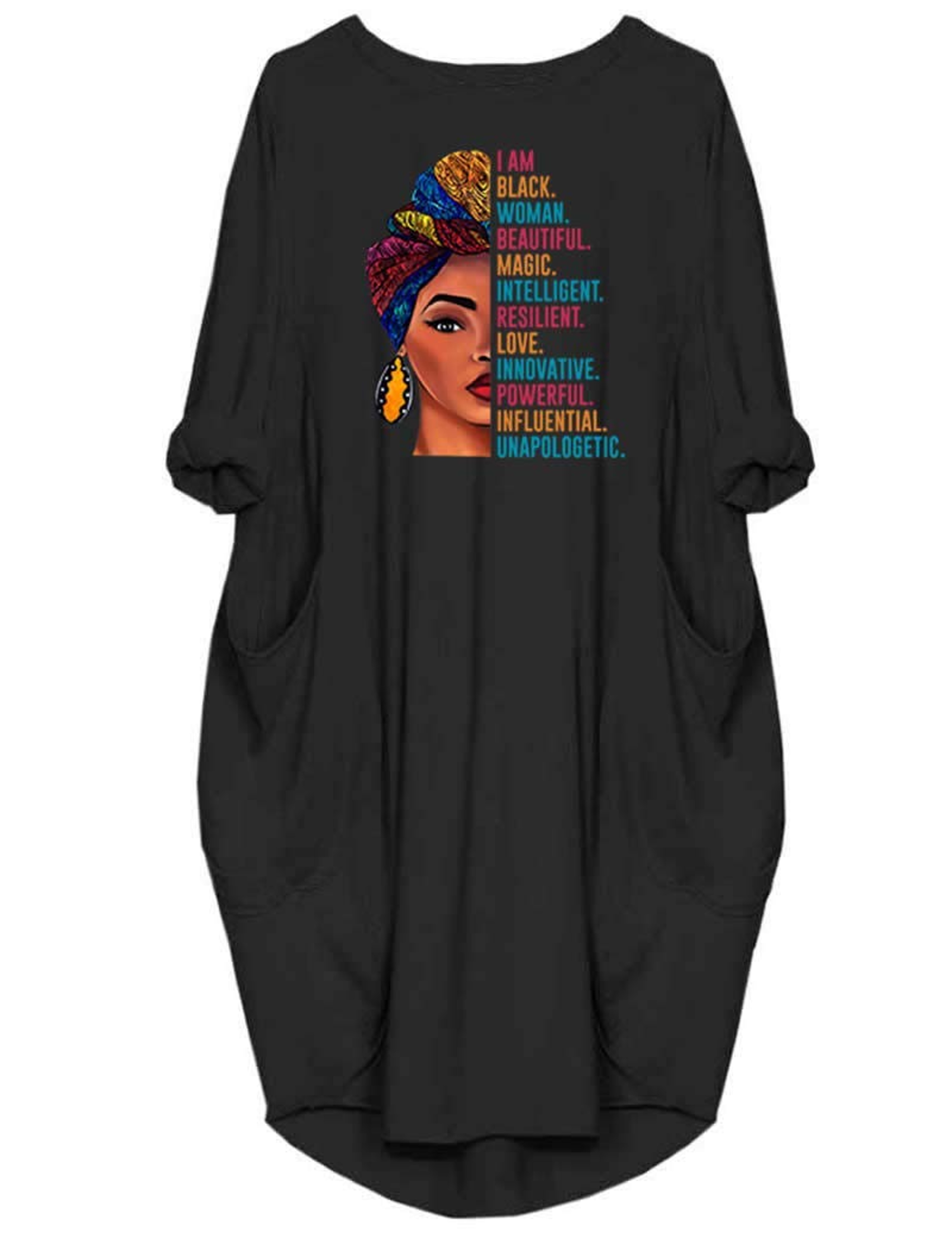 Plus Size Women's Casual Knee-Length Dress with Loose Fit and O-Neck – view 3