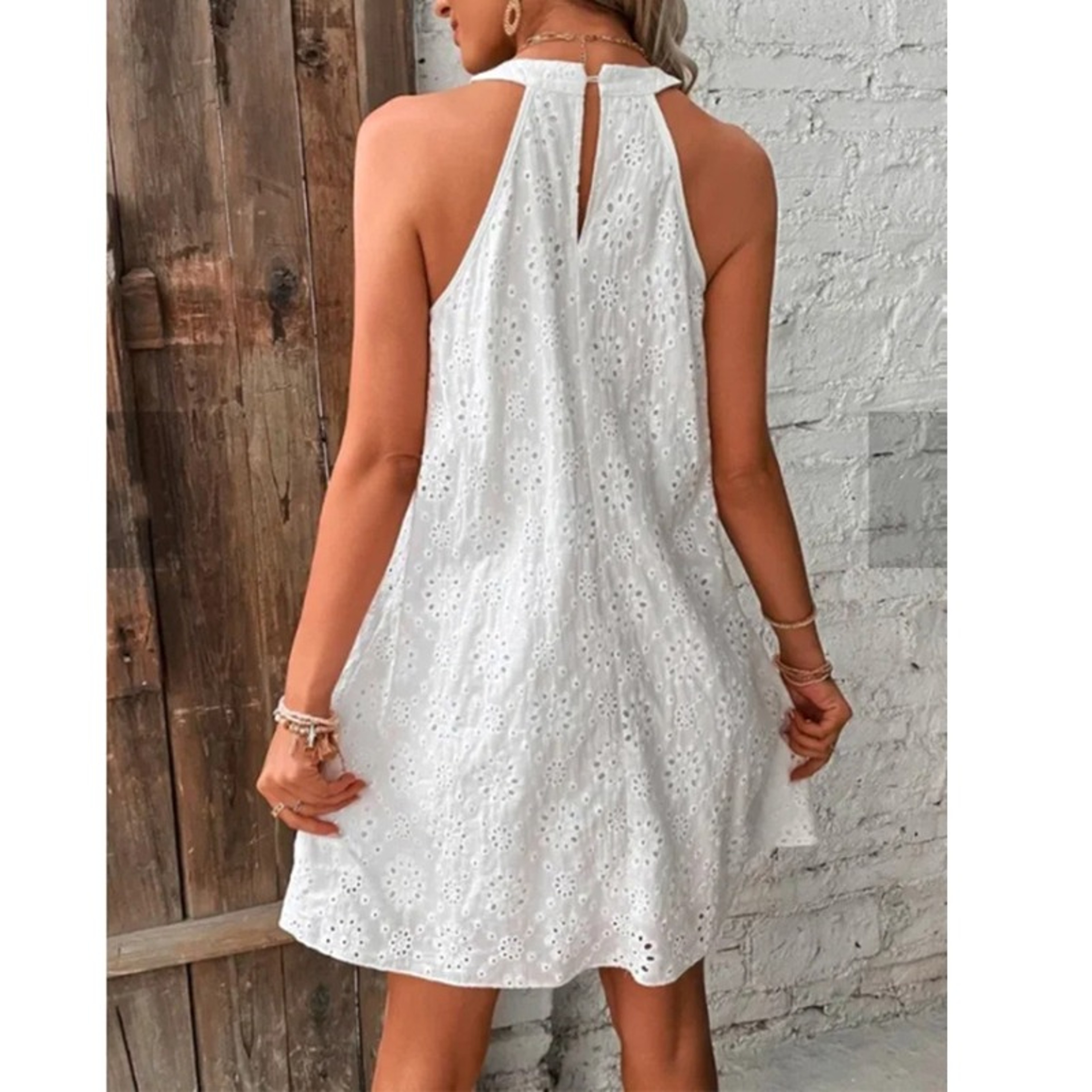 Women's Vintage Floral Hollow Out Sleeveless A-Line Summer Dress – view 5