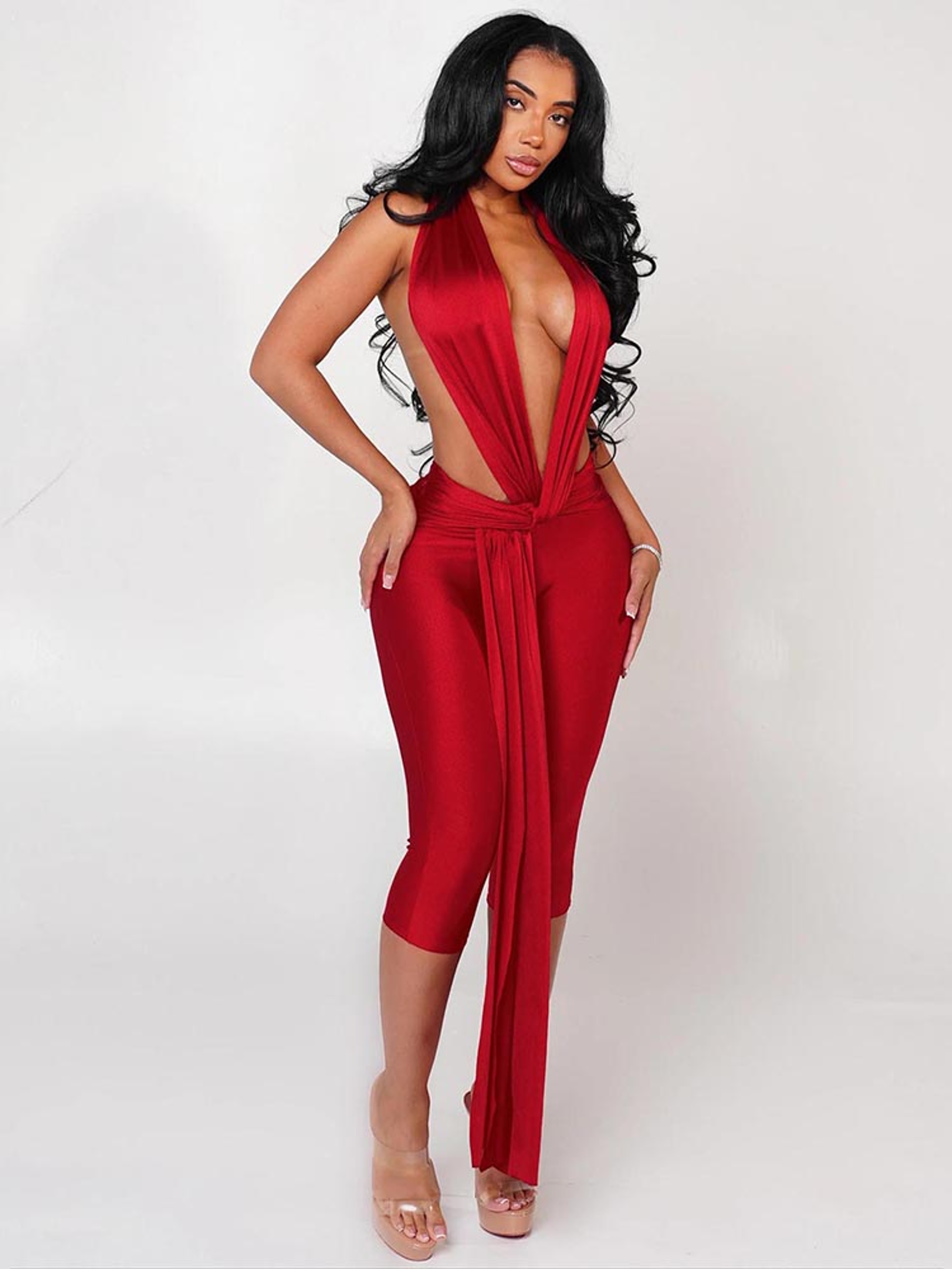 Women's Leopard Print Halter Romper with Backless Slim Fit Design – view 7