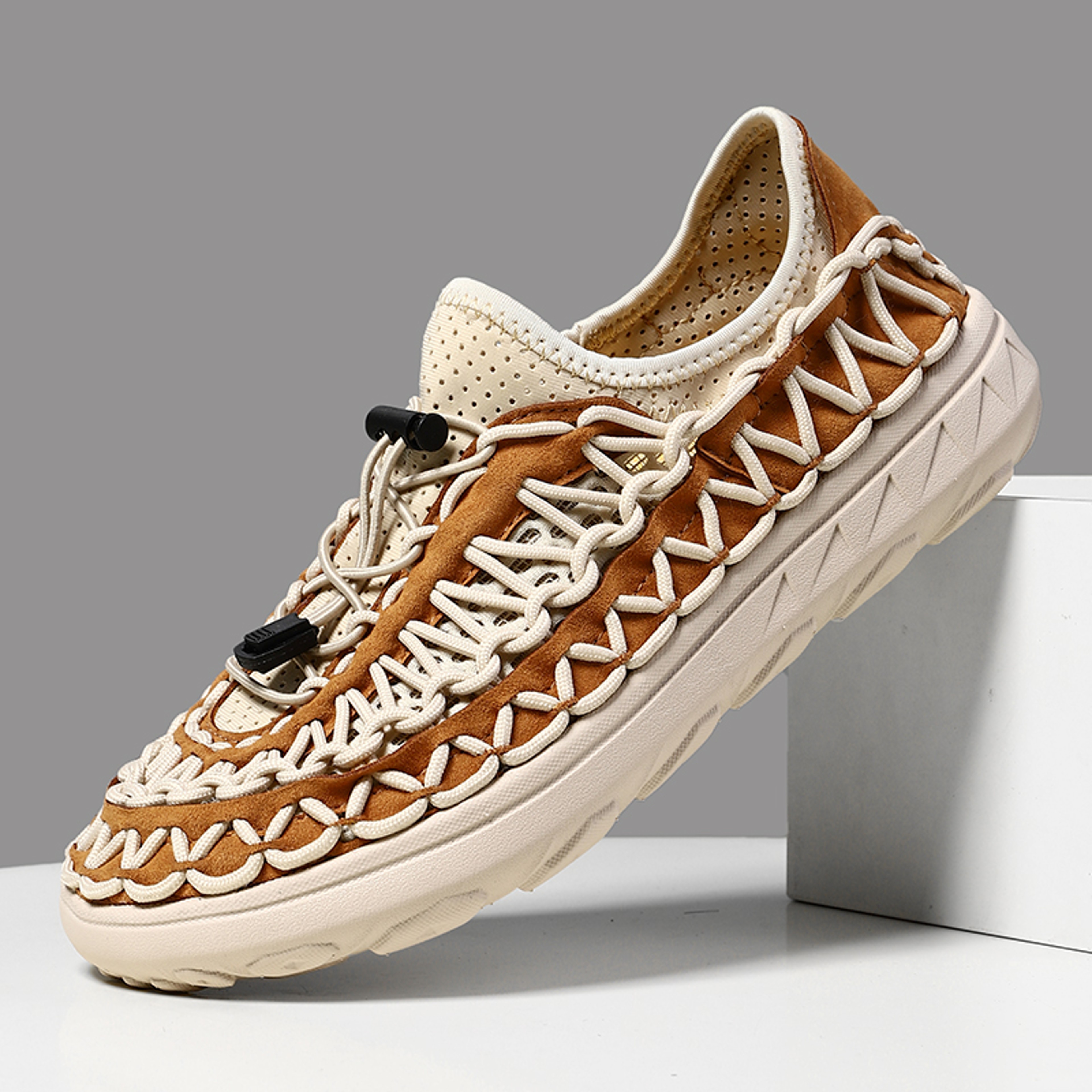 Mens HandWoven Gladiator Sandals With Elastic Closure And Rubber Sole 8