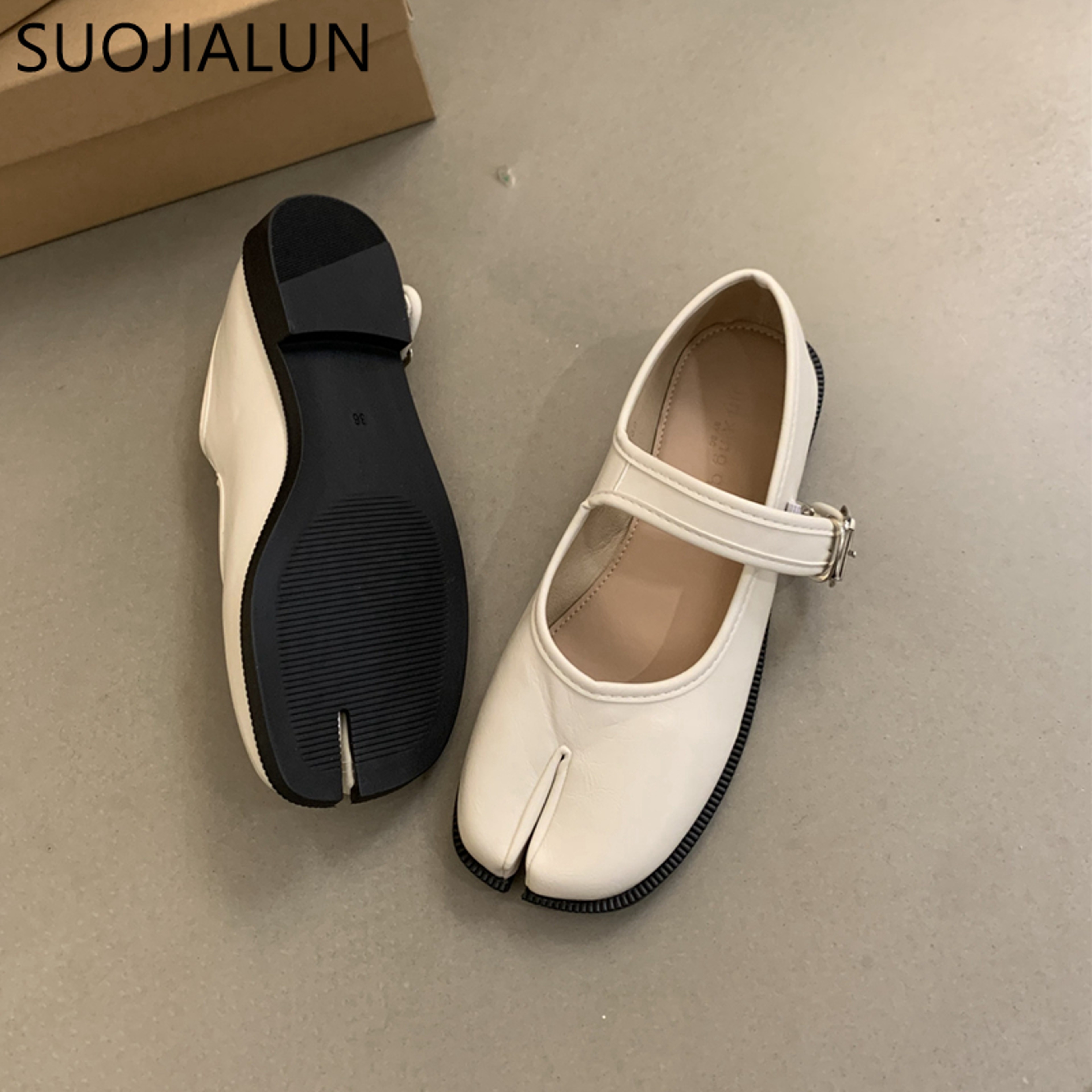 Womens Mary Jane Flats With Buckle Strap And Soft Microfiber Upper 6