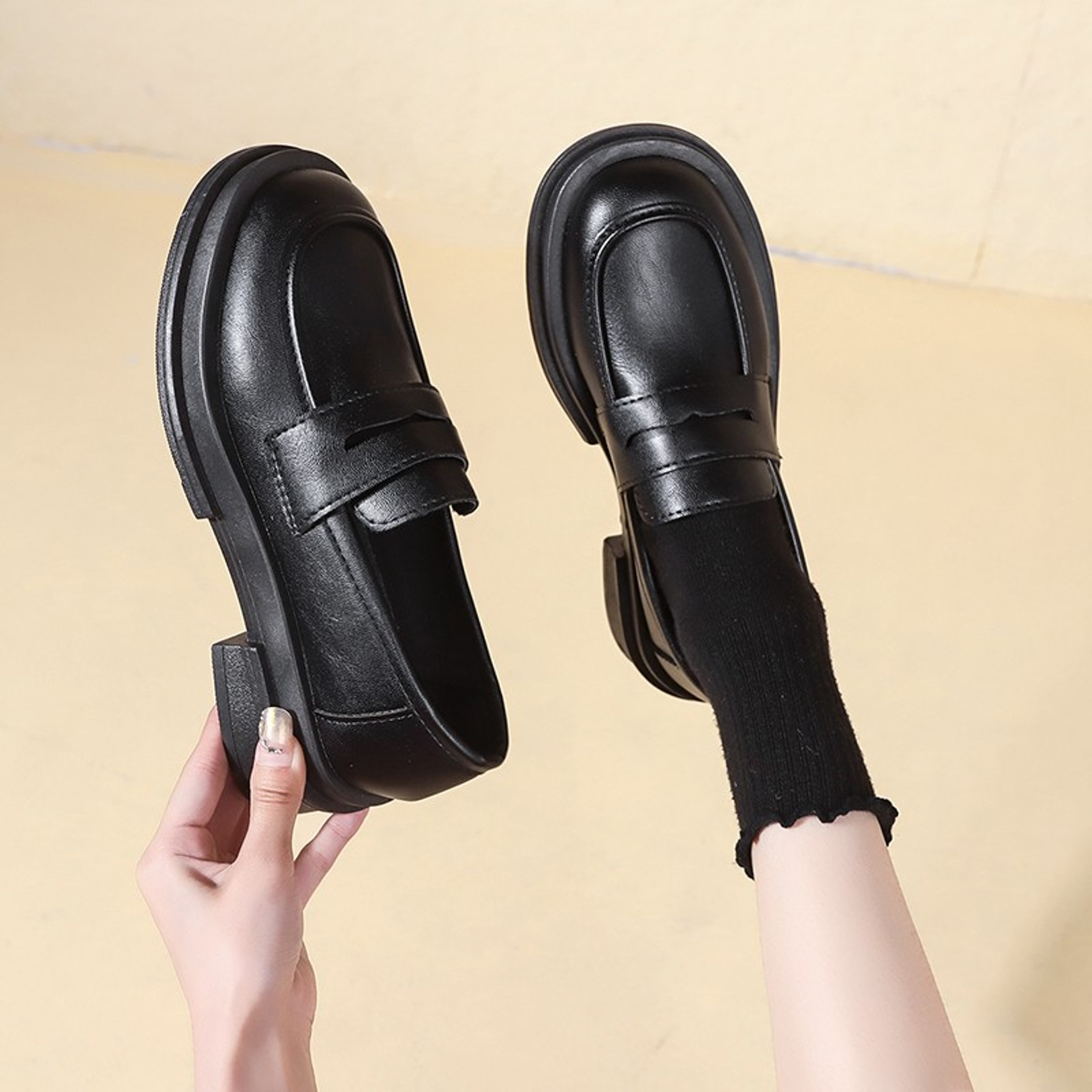 Women's Lolita Slip-On Shoes with Low Heels and Waterproof PU Upper – view 2
