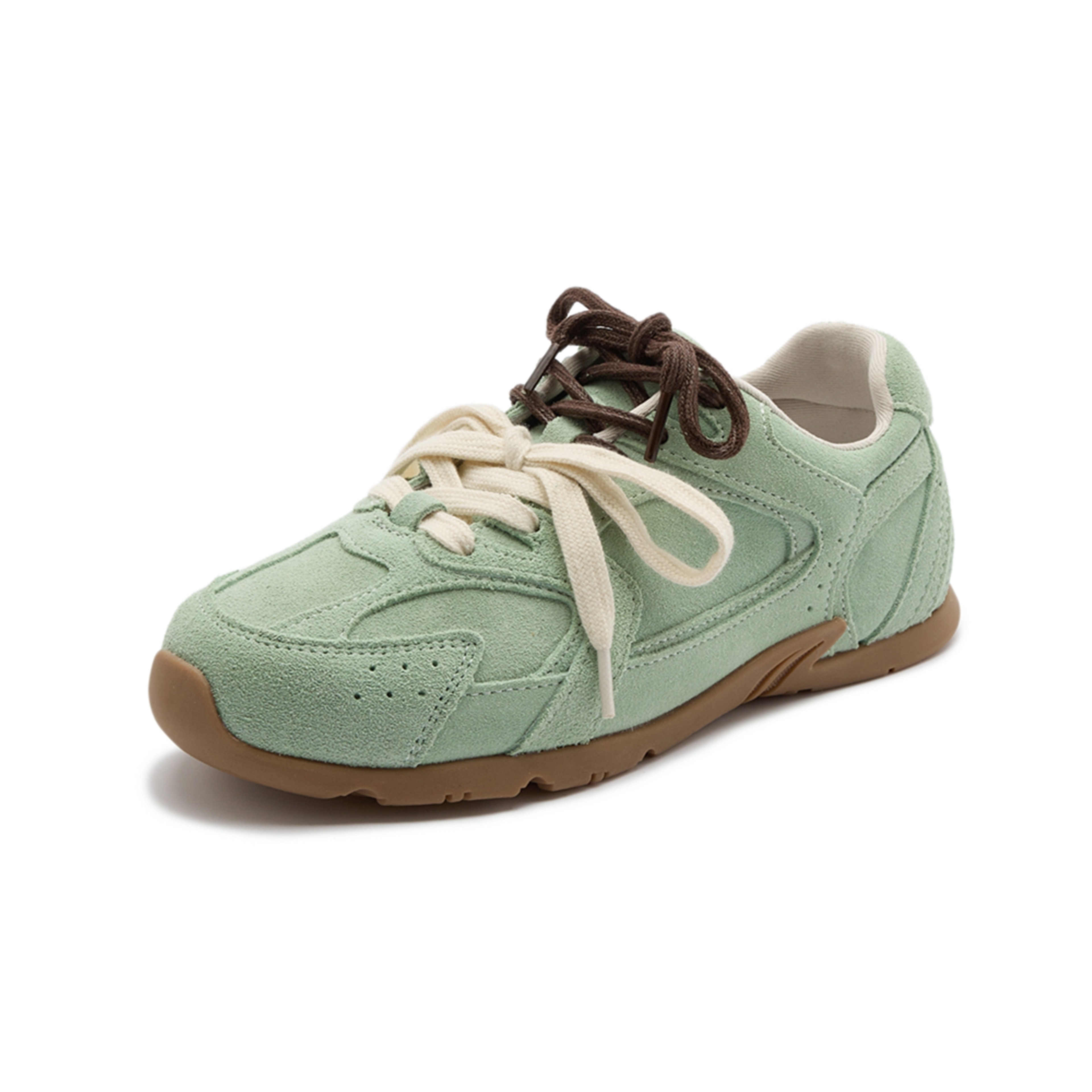 Womens Cow Suede LaceUp Derby Shoes With NonSlip Rubber Soles 7