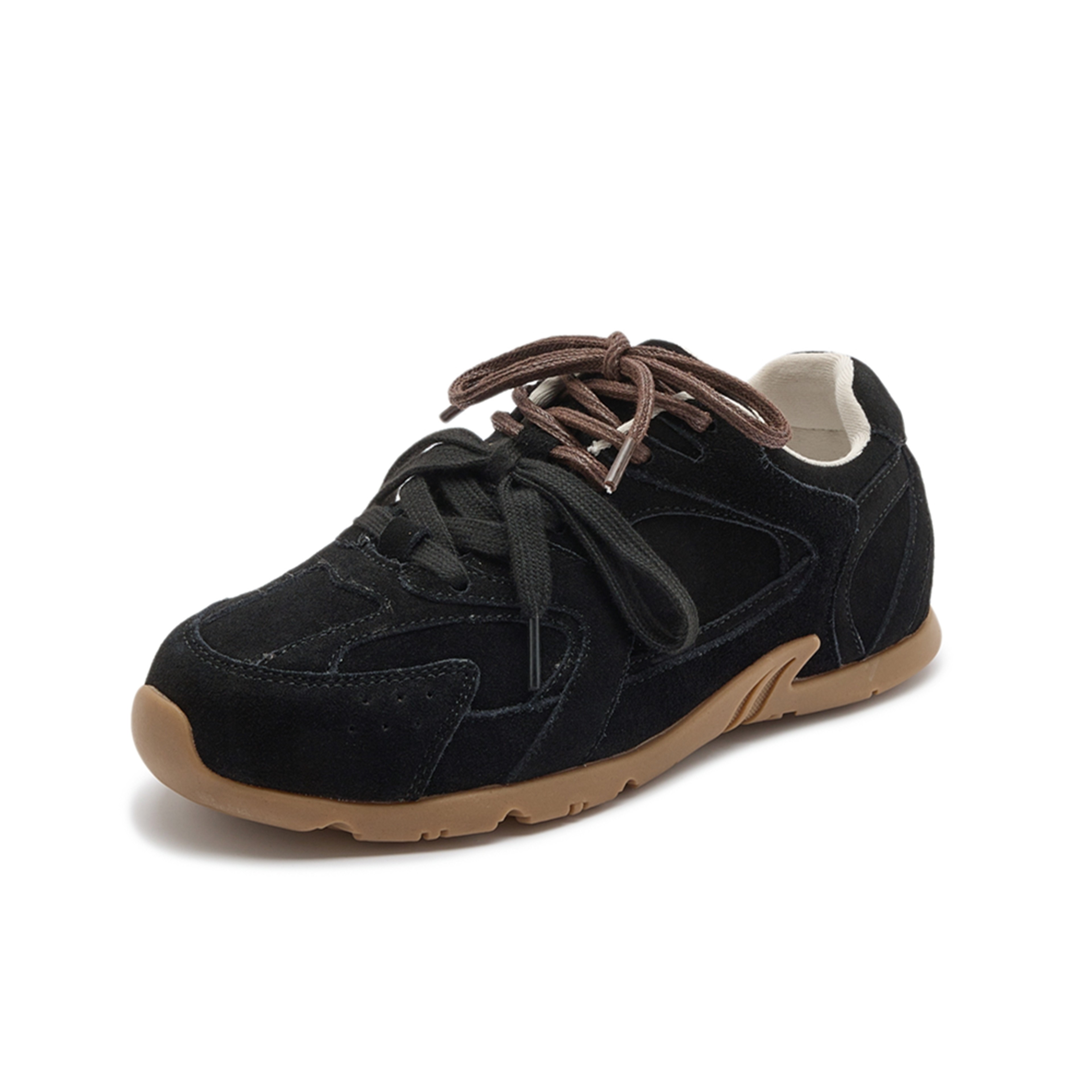 Womens Cow Suede LaceUp Derby Shoes With NonSlip Rubber Soles 10