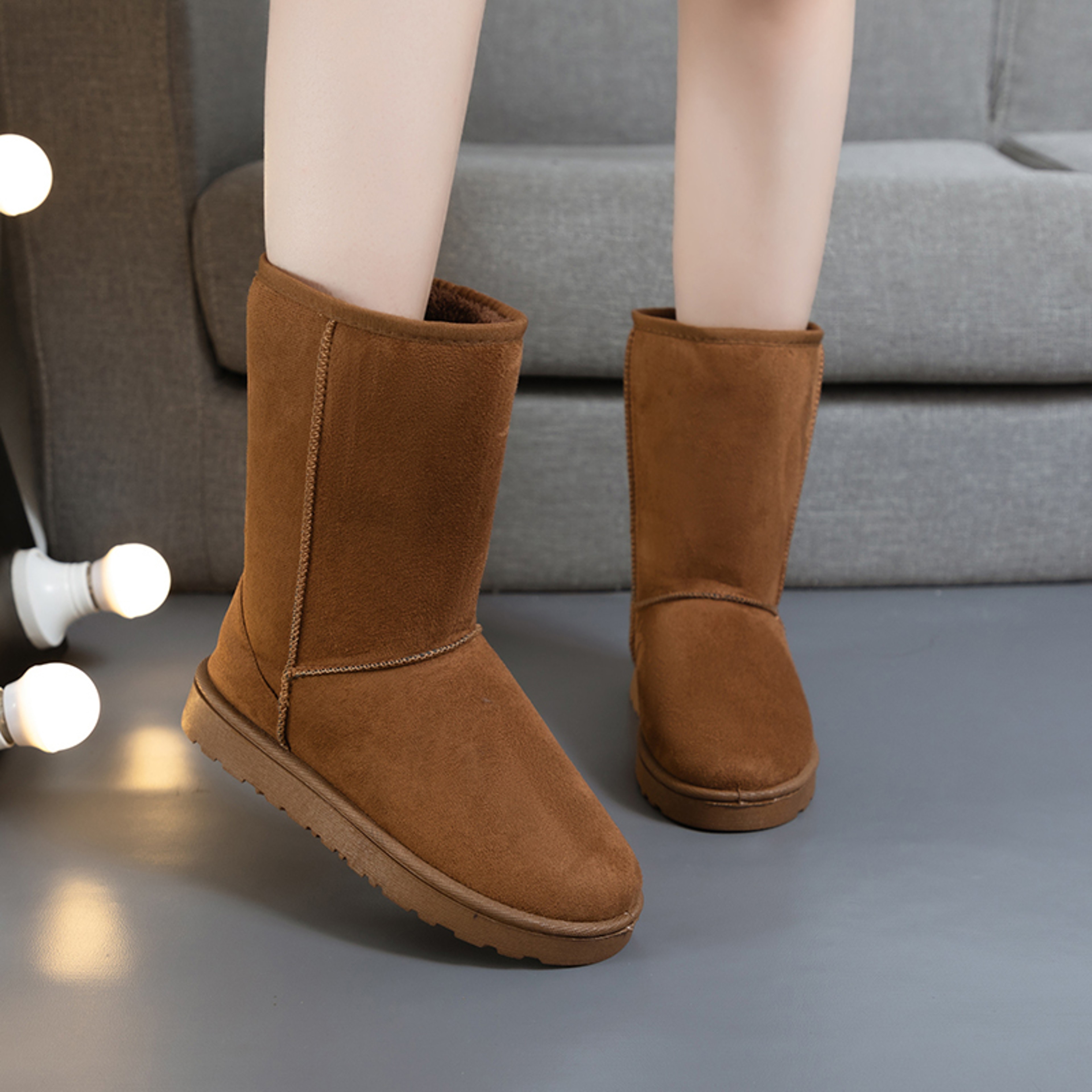 Womens MidCalf Snow Boots With Velvet Upper And Warm Plush Lining 0