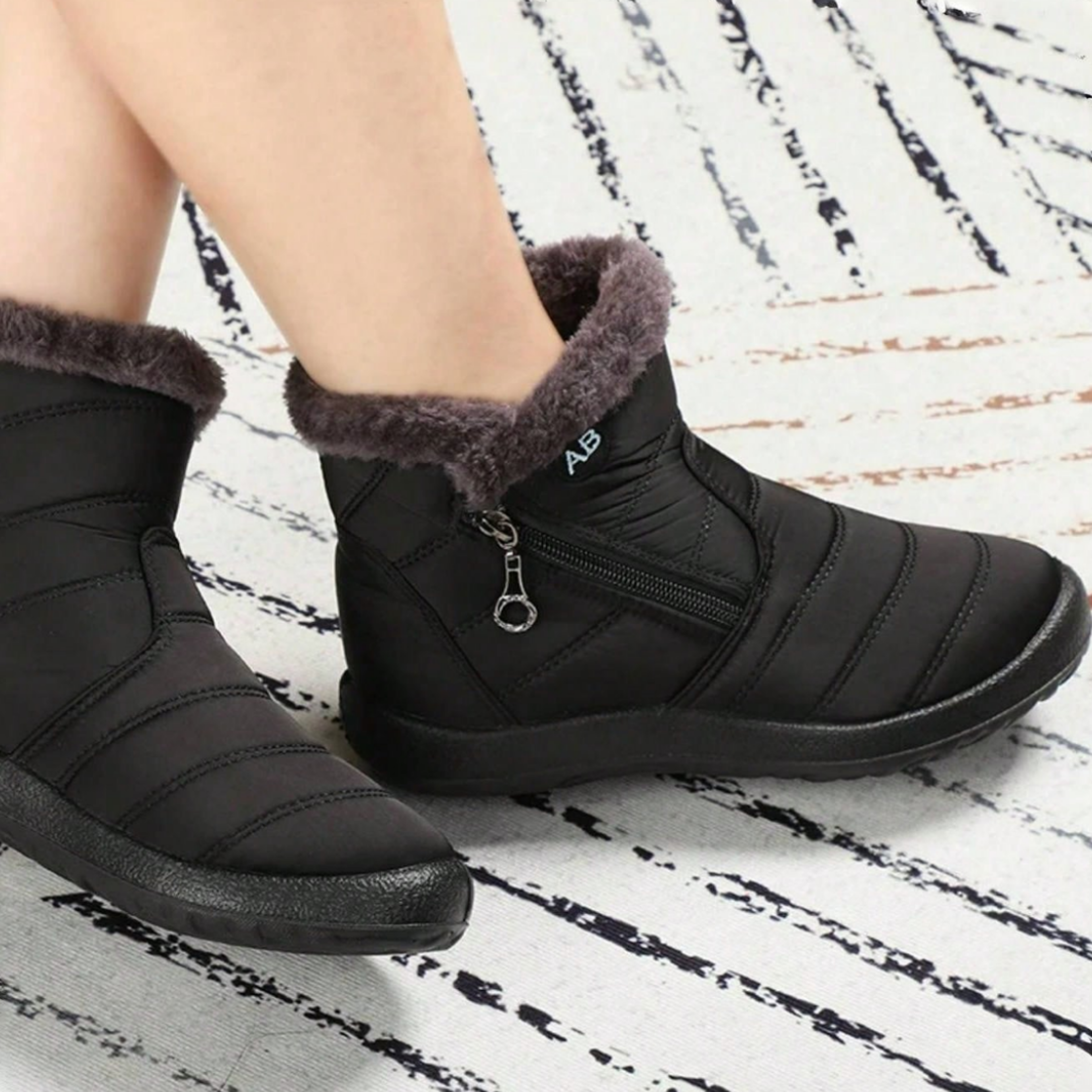 Womens Waterproof Winter Snow Boots With Warm Flannel Lining And Side Zipper 6