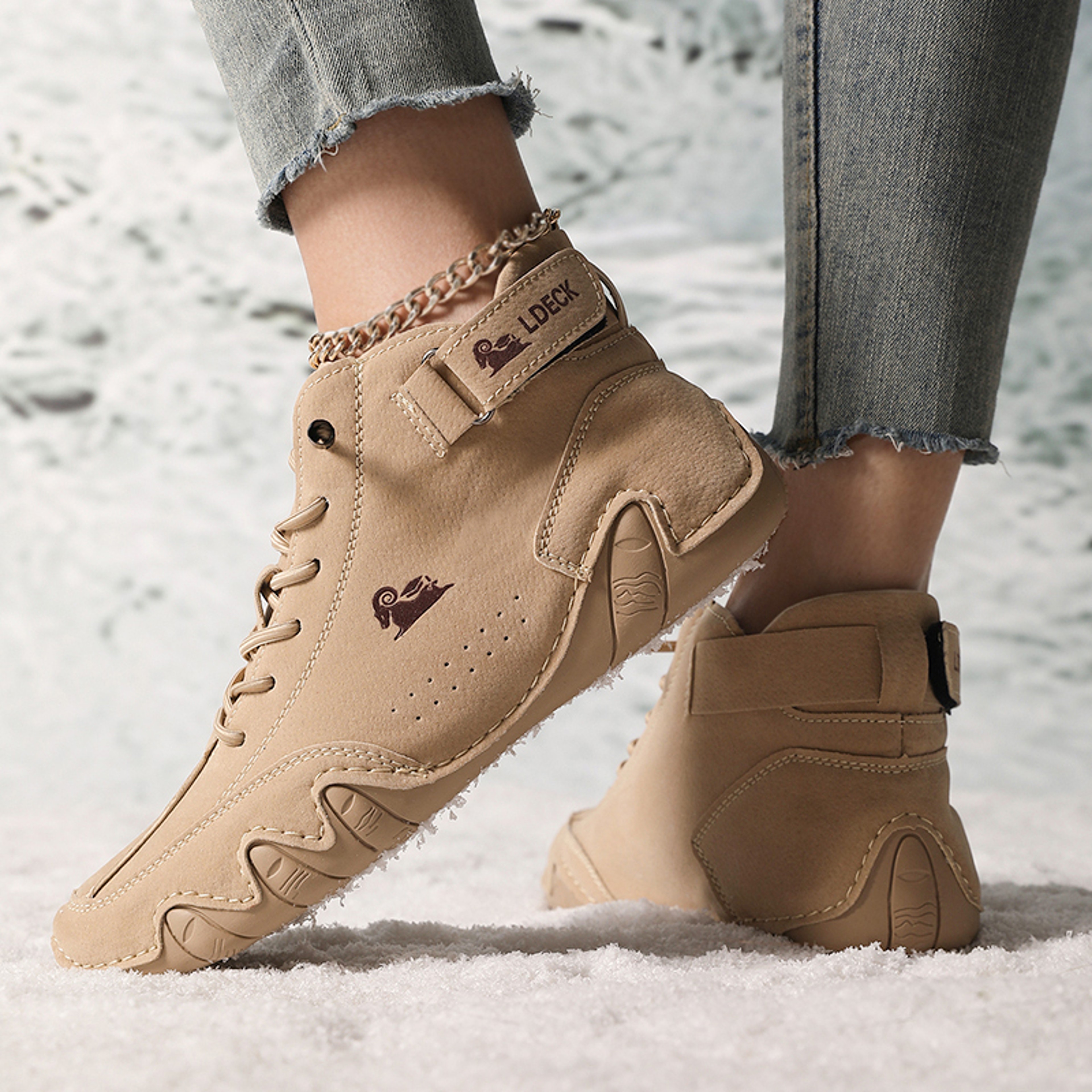 Womens LaceUp Ankle Boots With Microfiber Upper And Flat Rubber Sole 1
