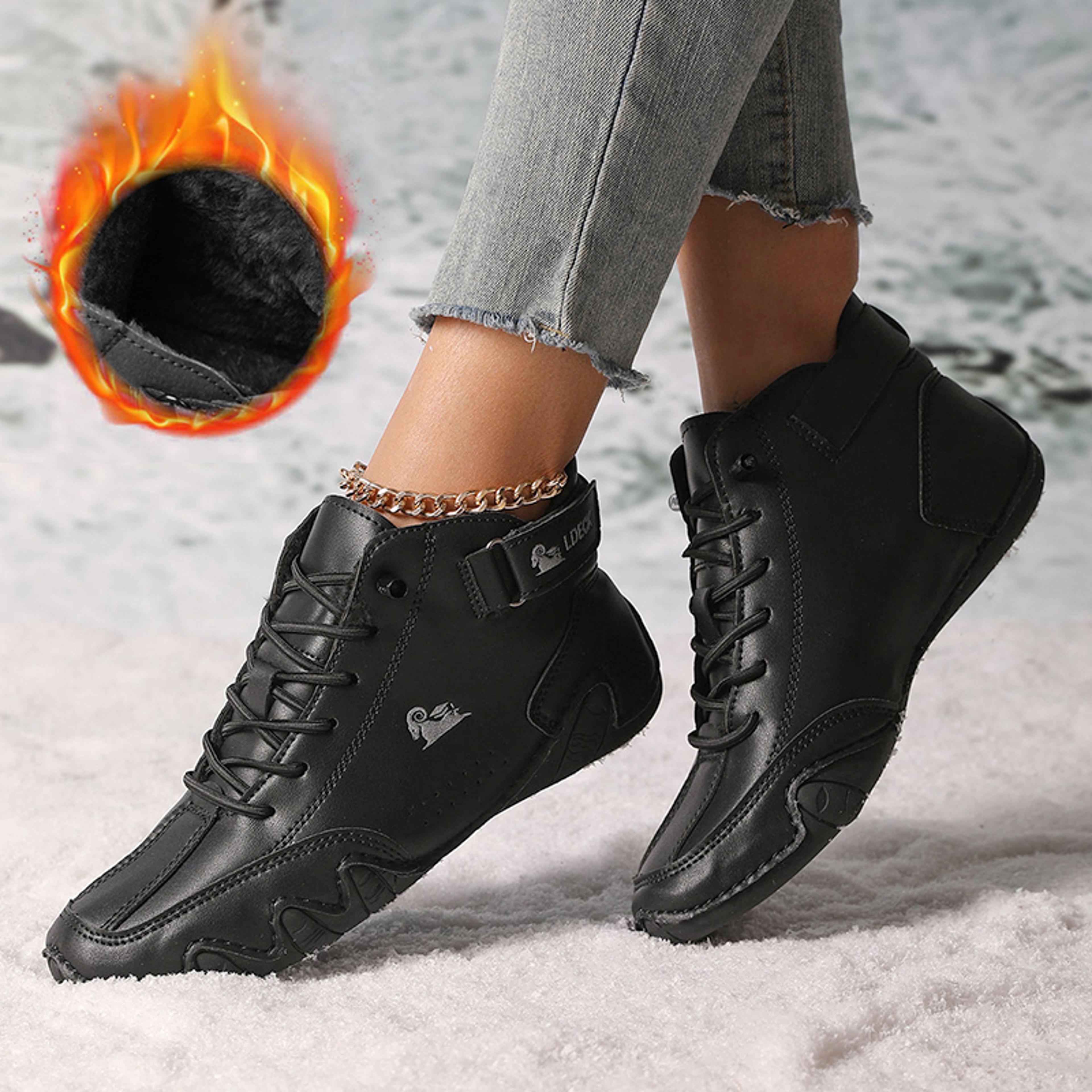 Womens LaceUp Ankle Boots With Microfiber Upper And Flat Rubber Sole 11