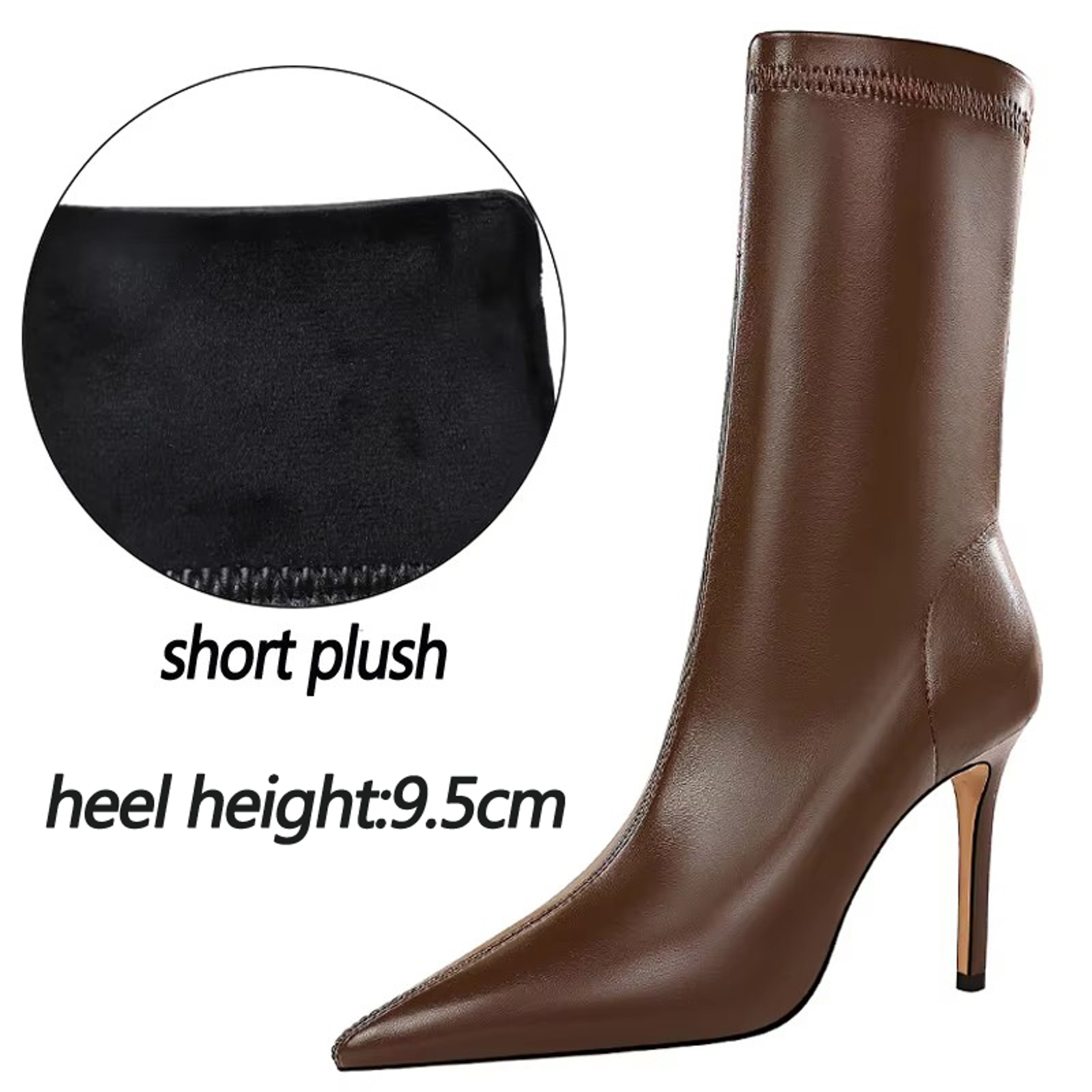 Womens Pointed Toe Ankle Boots With Stiletto Heels And SlipOn Design 0