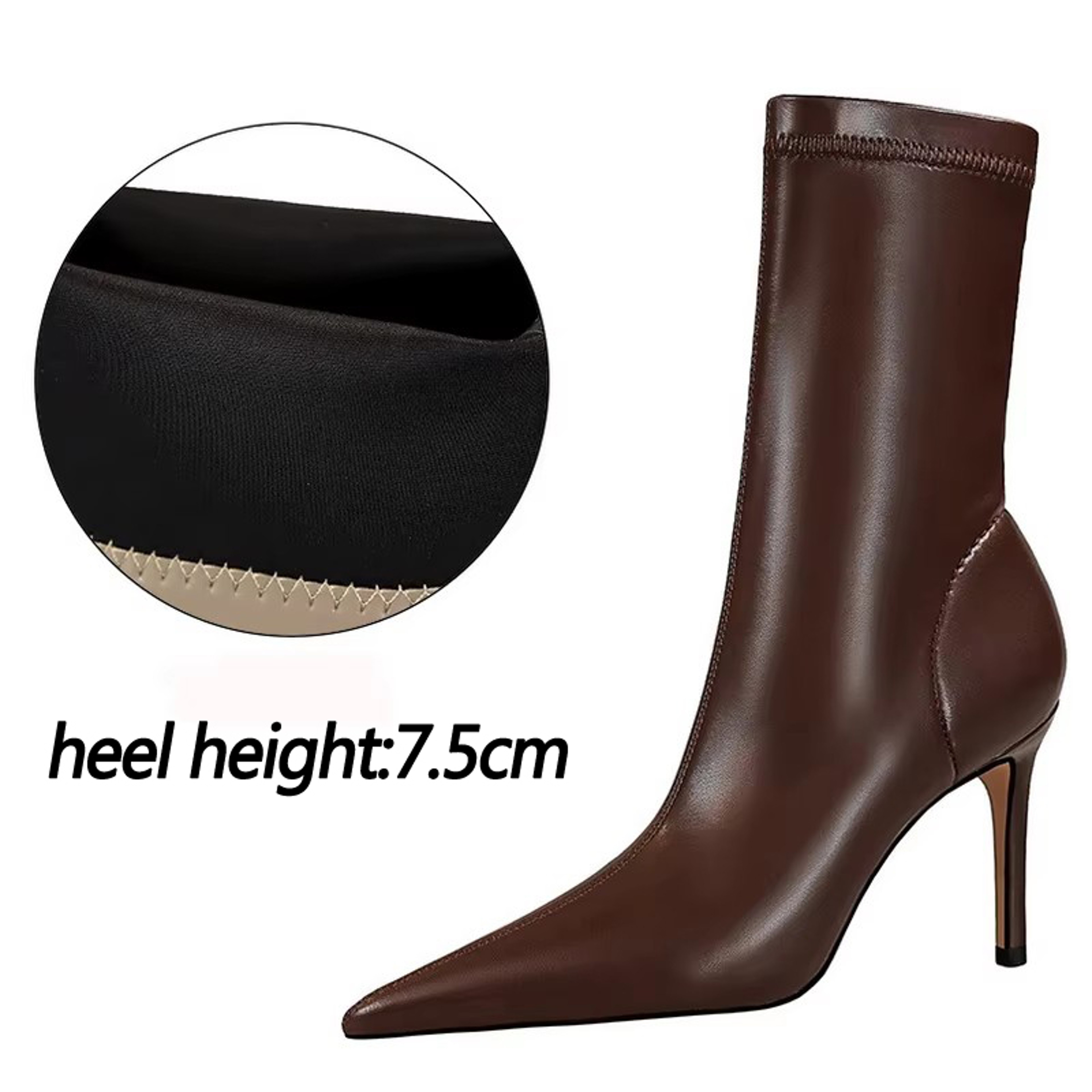 Womens Pointed Toe Ankle Boots With Stiletto Heels And SlipOn Design 10