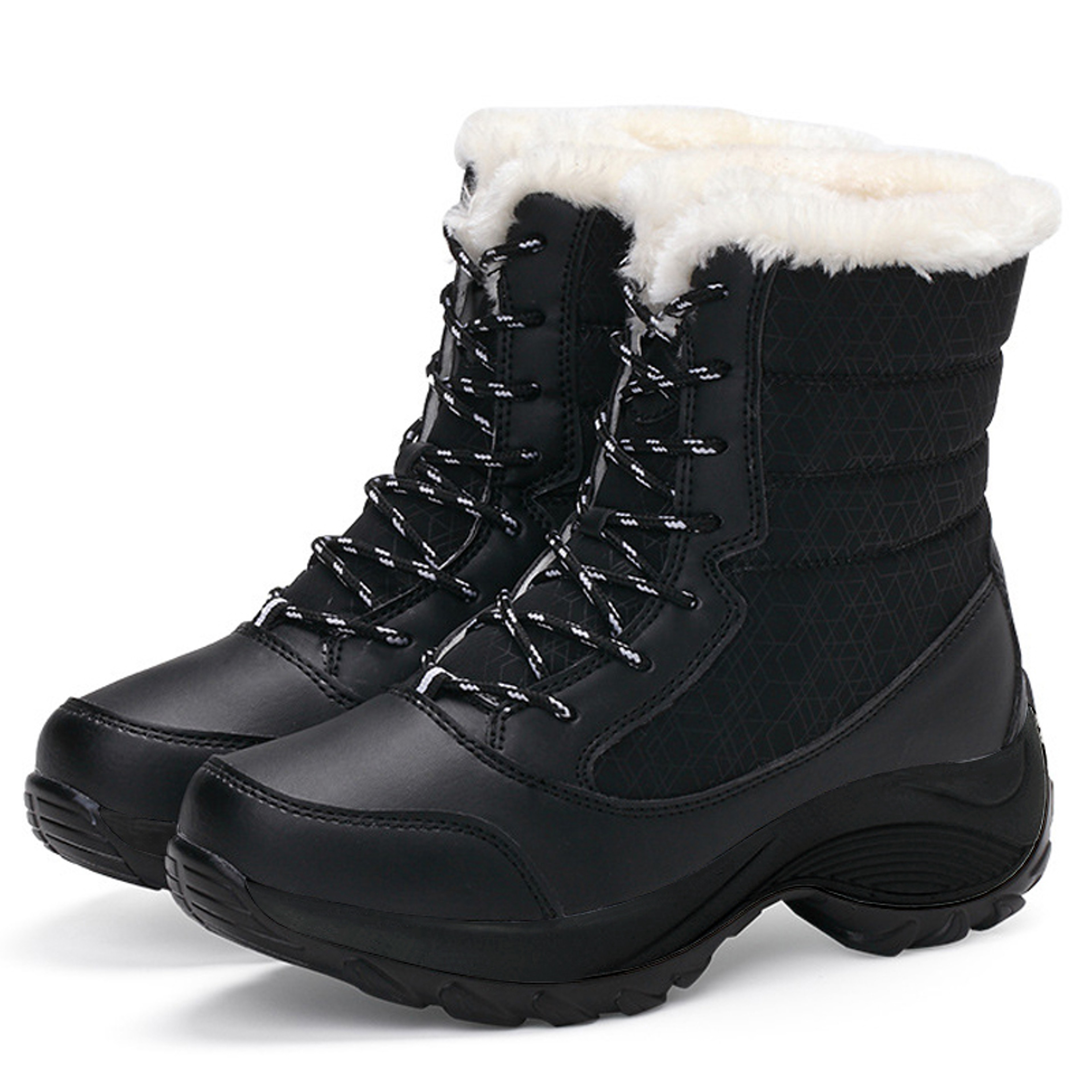 Womens Winter Snow Boots With Plush Lining And LaceUp Wedge Platform 10