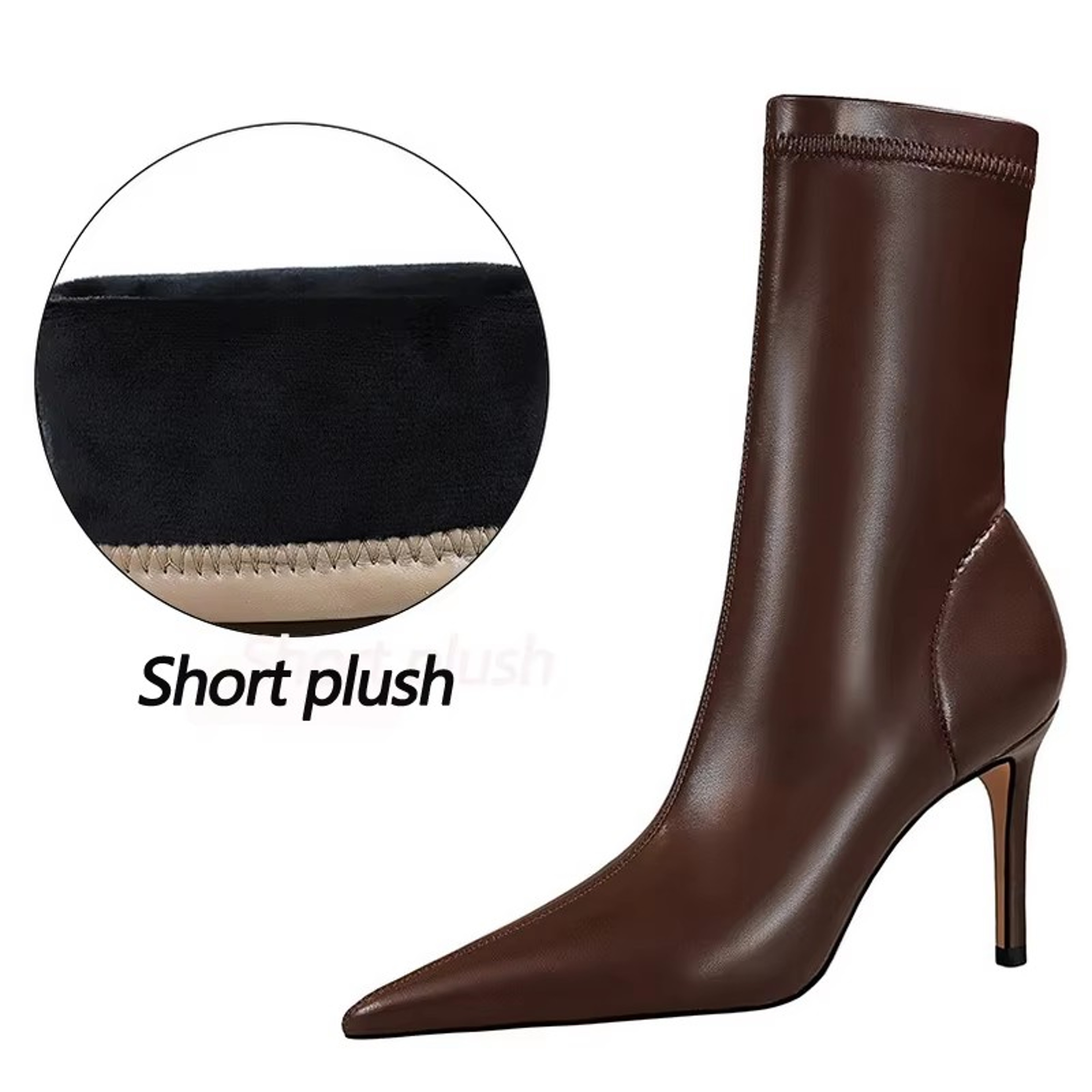 Womens Pointed Toe High Heel Ankle Boots With Plush Lining And SlipOn Design 9
