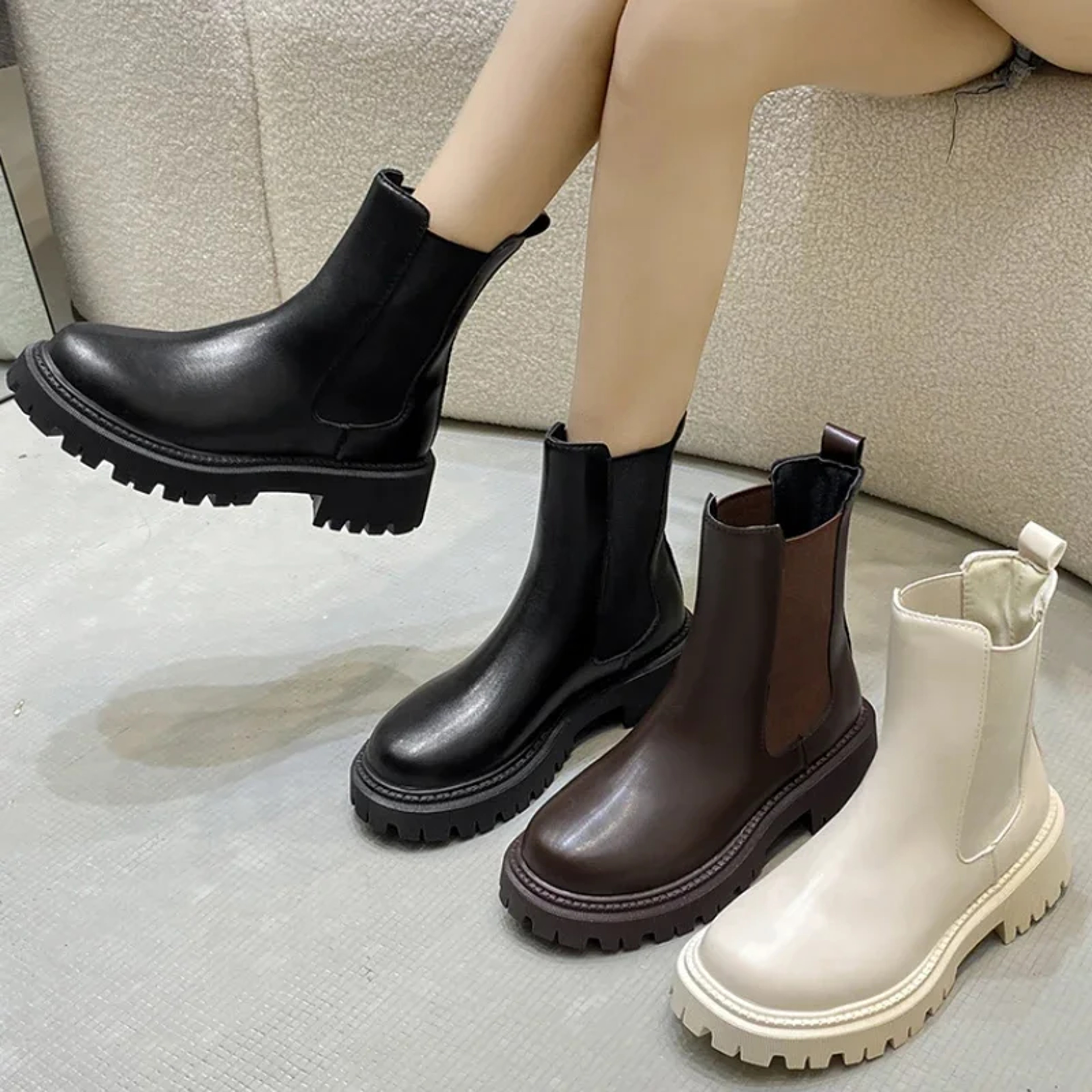 Womens Waterproof MidCalf Winter Boots With Thick Platform Soles 3