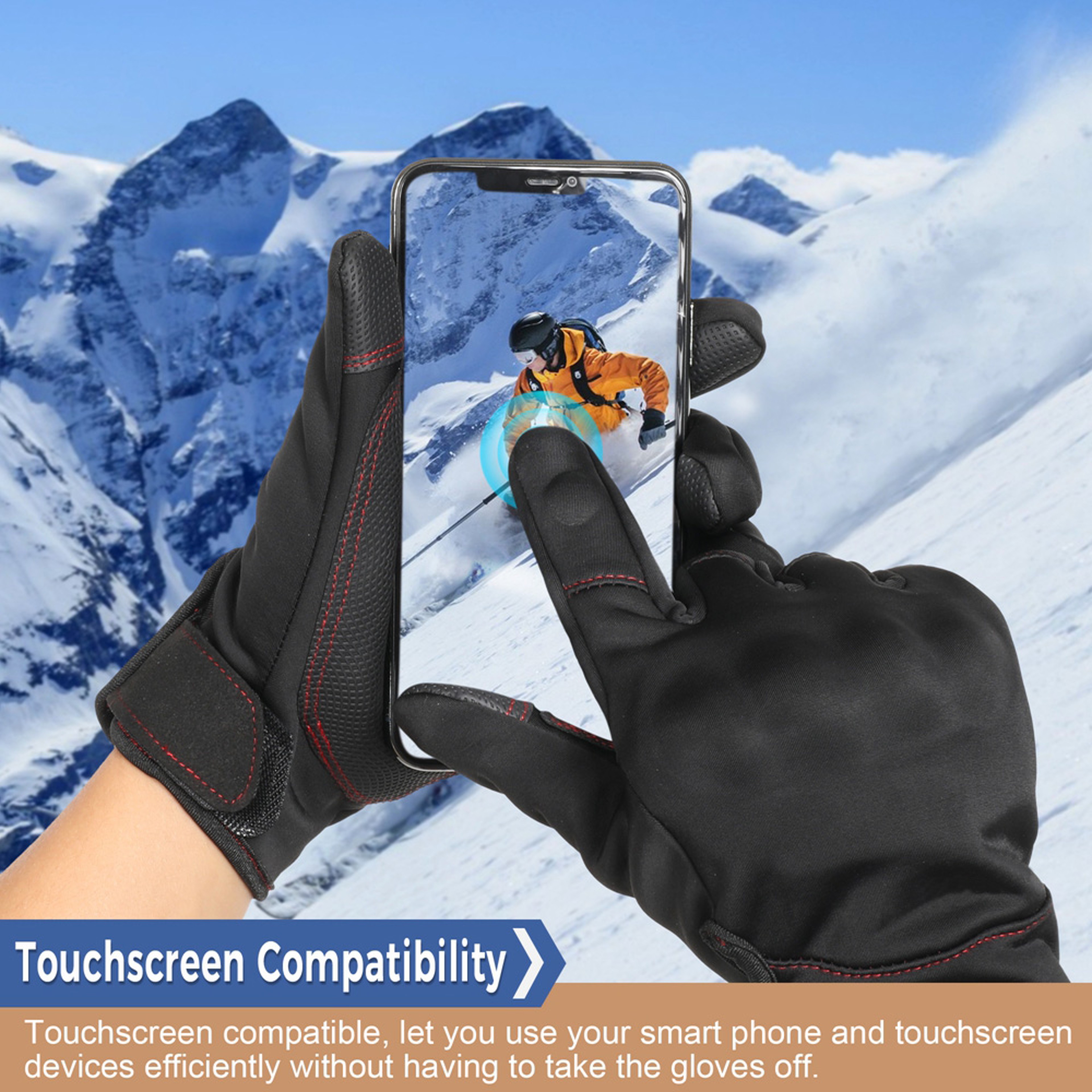 Touchscreen Winter Thermal Gloves With AntiSlip Grip And Protective Padding 5
