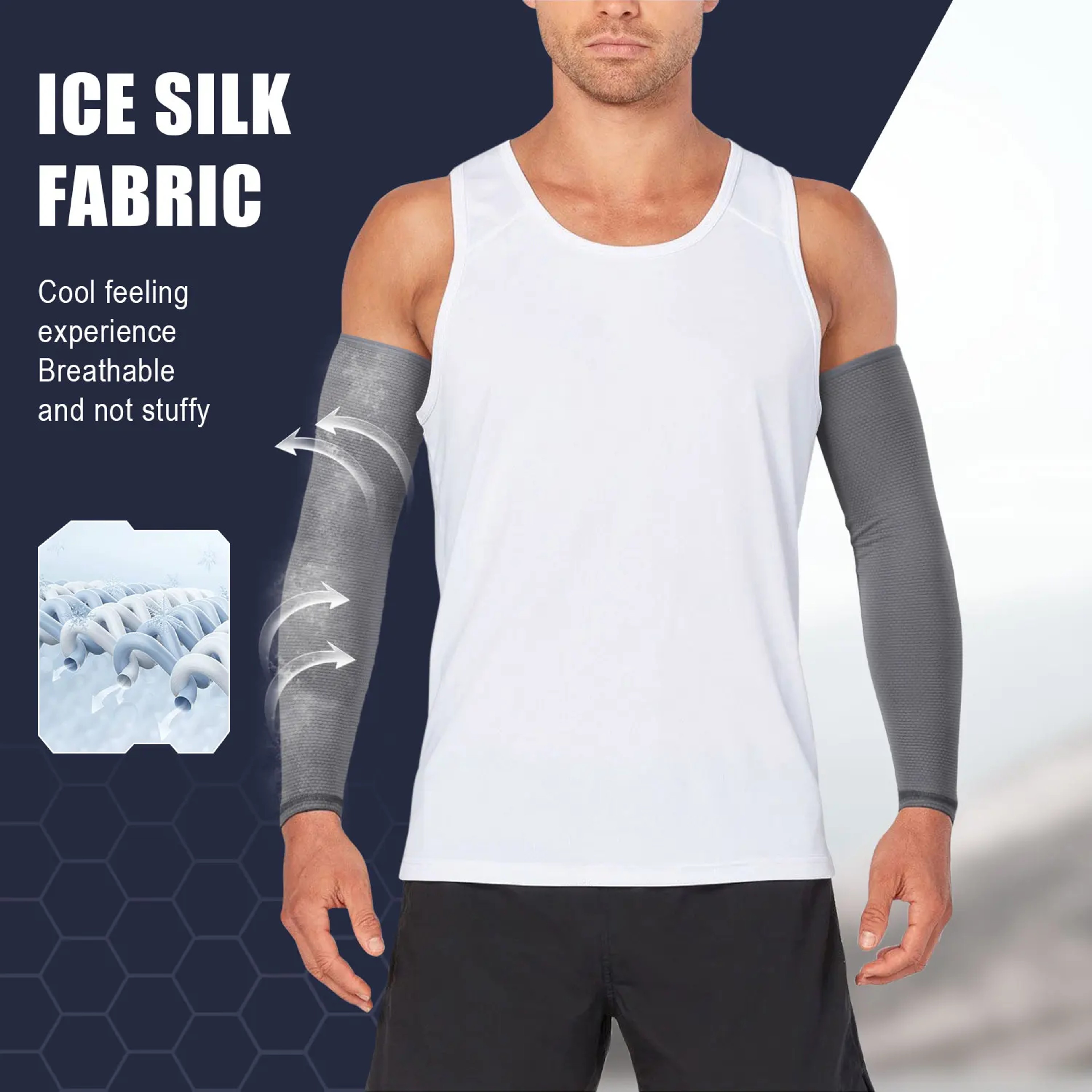 UPF50 Cooling Arm Sleeves For Sun Protection And Outdoor Sports 5