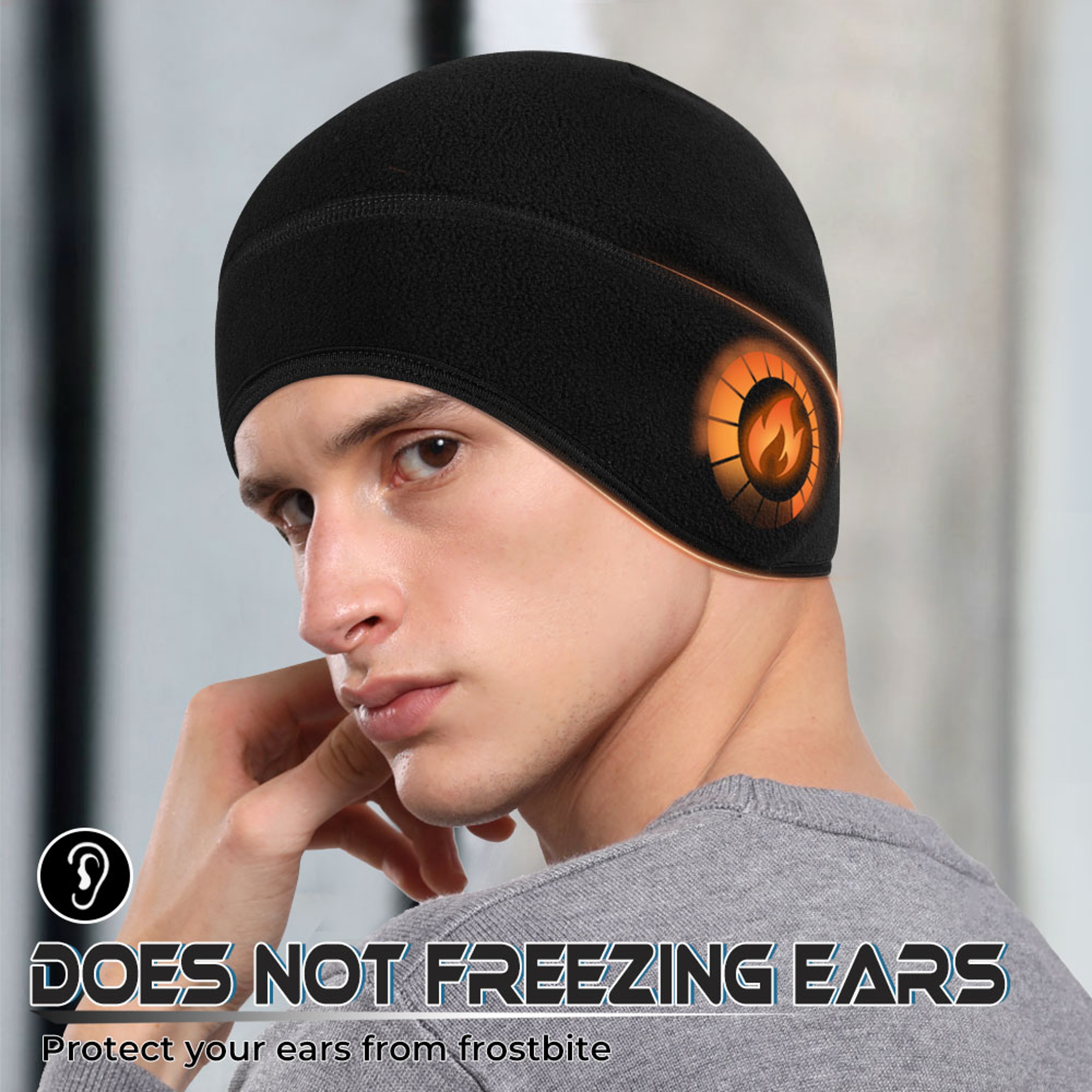 Winter Thermal Fleece Running Cap with Windproof Ear Coverage for Men and Women – view 2