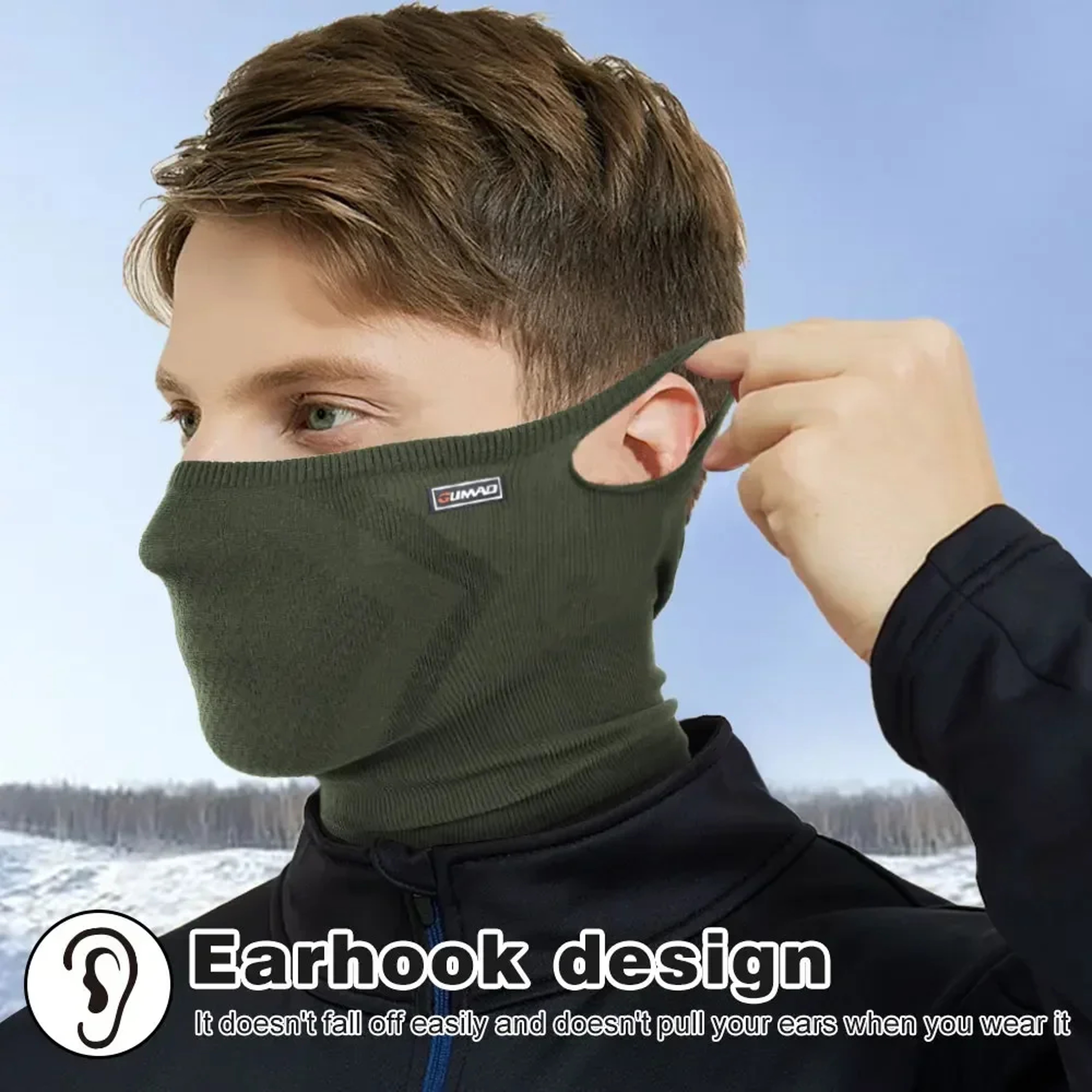 Breathable Sun Protection Neck Gaiter With Ear Loops For Cycling And Running 3