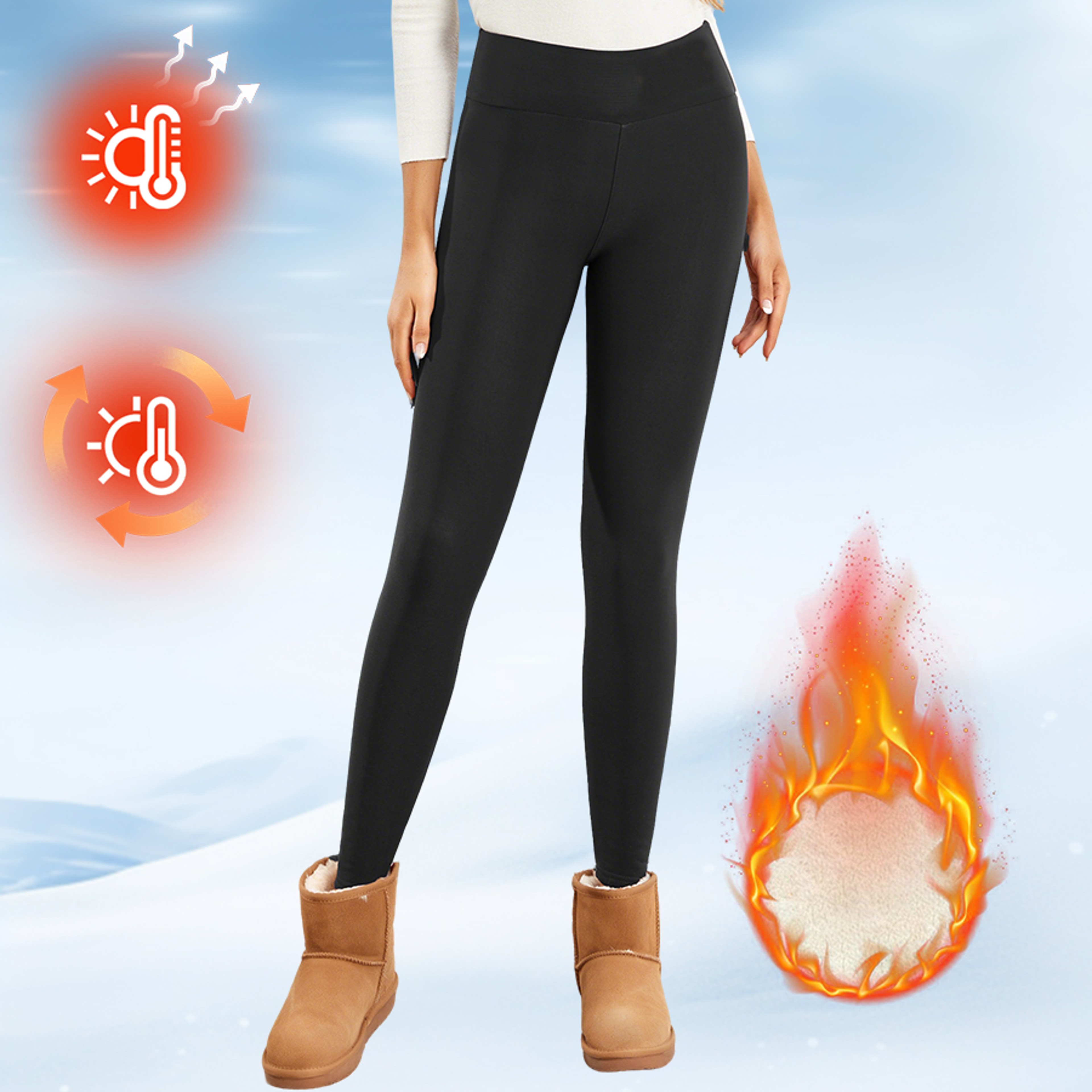 Womens HighWaisted Fleece Leggings  Warm Winter Thermal Tights 13