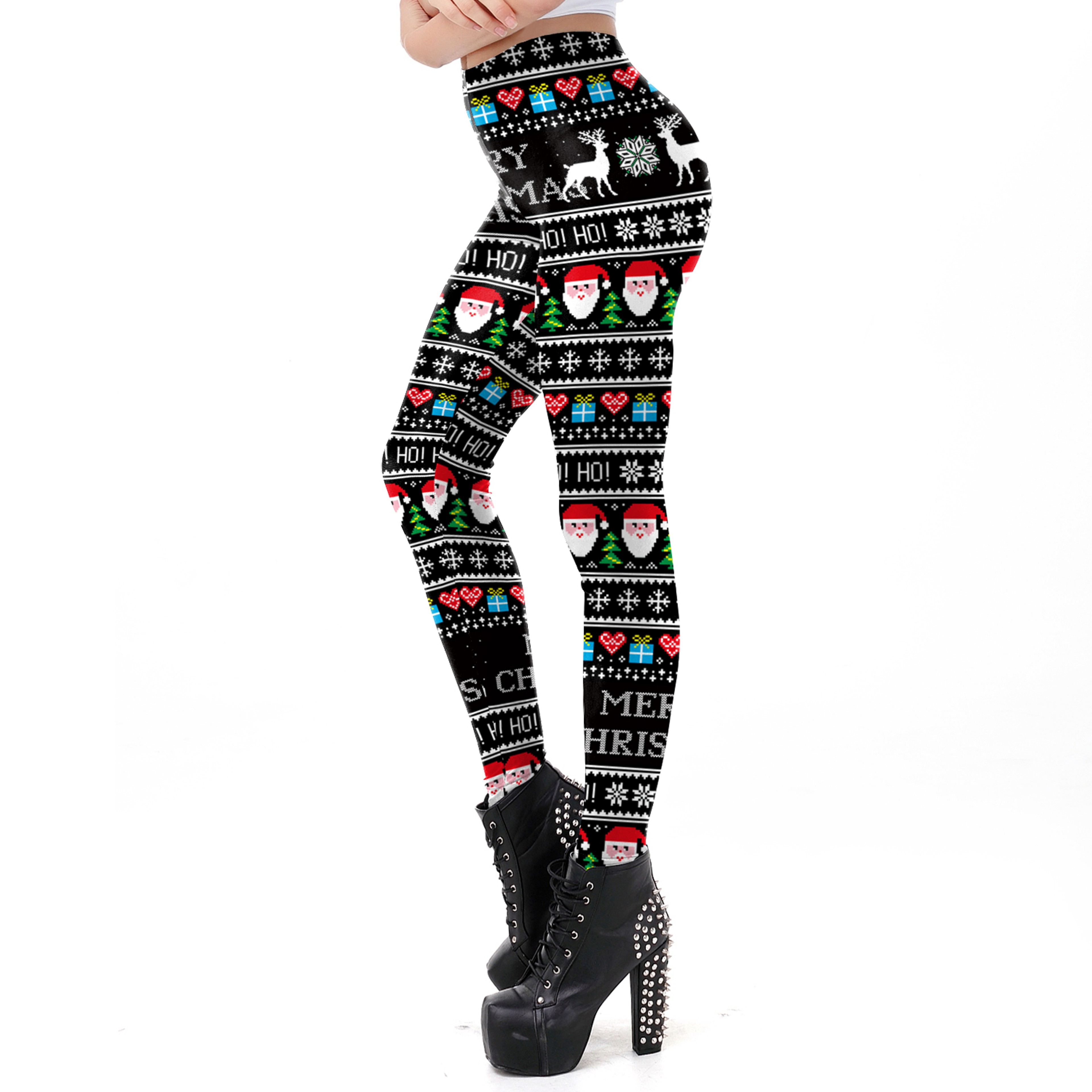Womens Christmas Stripe Leggings With Stretchy MidRise Fit 6