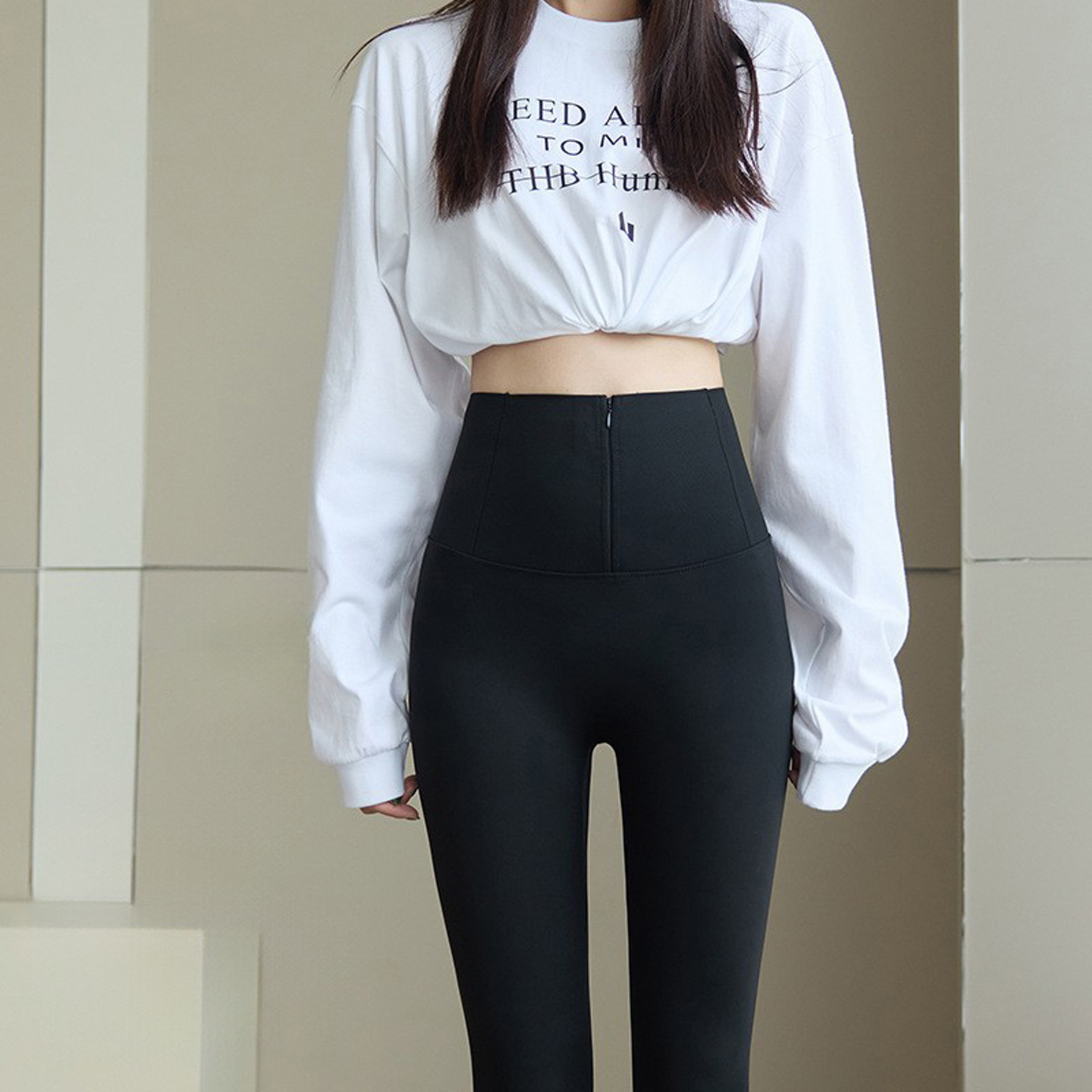 High Waisted Fleece Lined Leggings With Tummy Control For Women 0