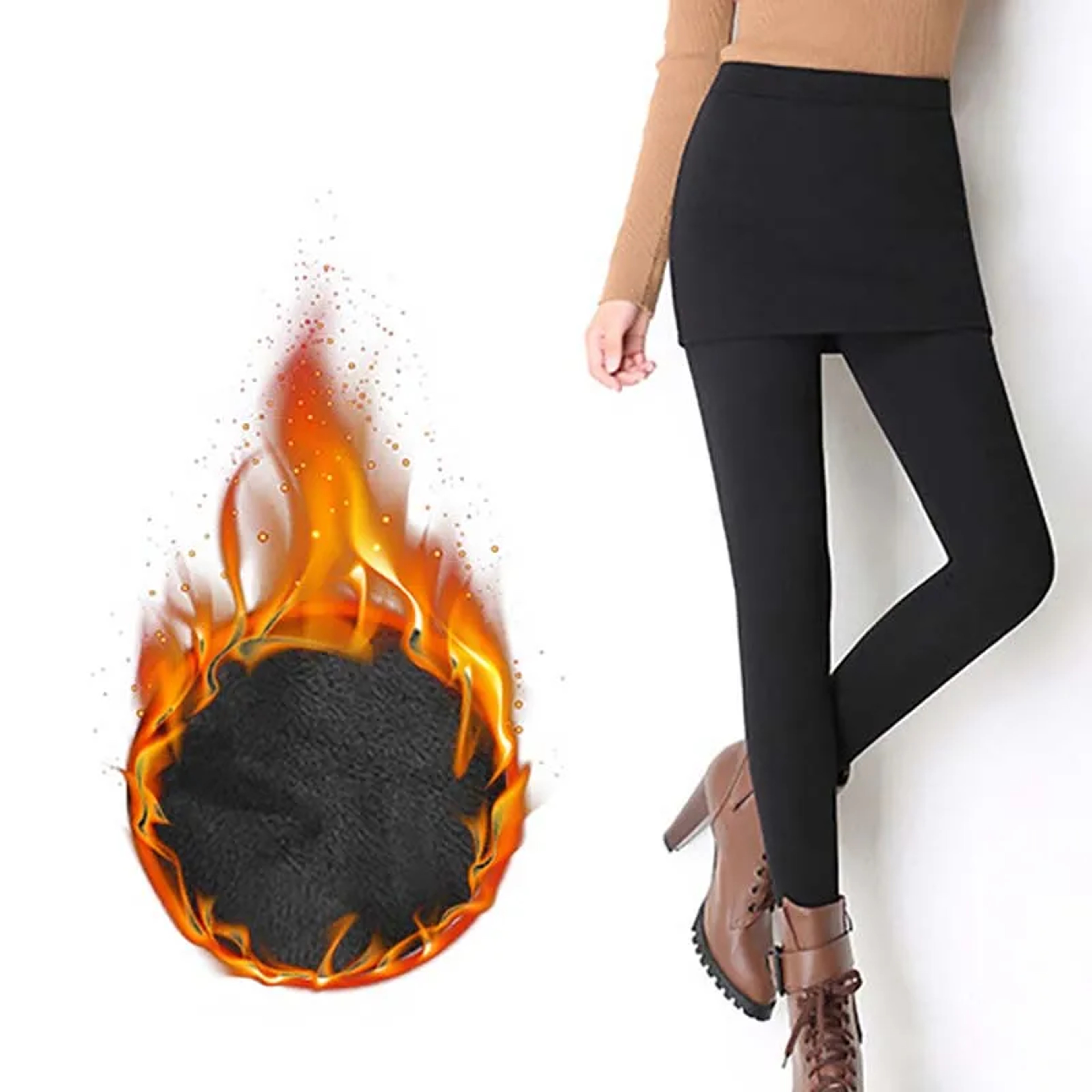 Womens Plush Thermal Leggings Mid Waist Ankle Length Winter Pants 8