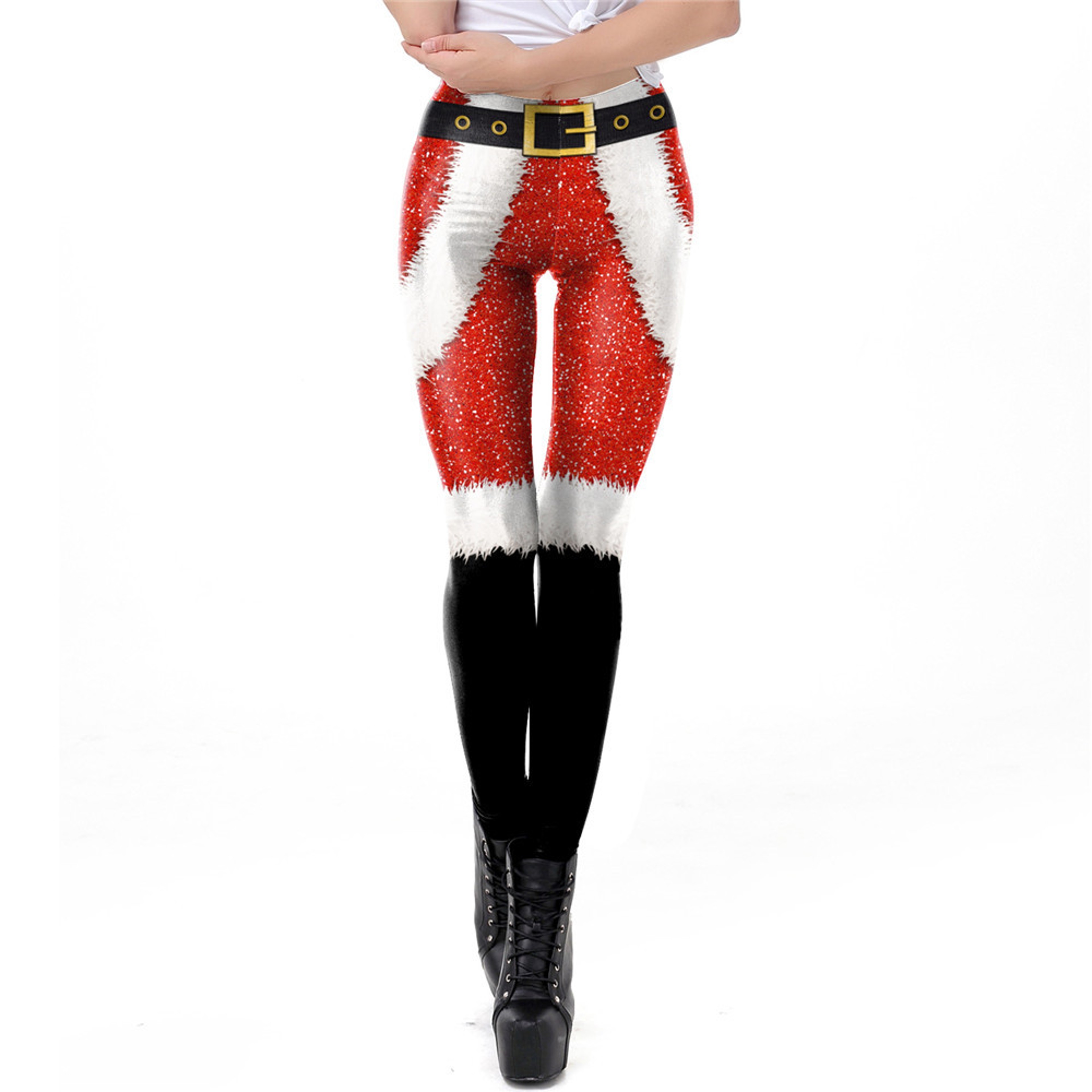 Womens Holiday Print Leggings With 3D Lace Design For Christmas And St Patricks Day 5