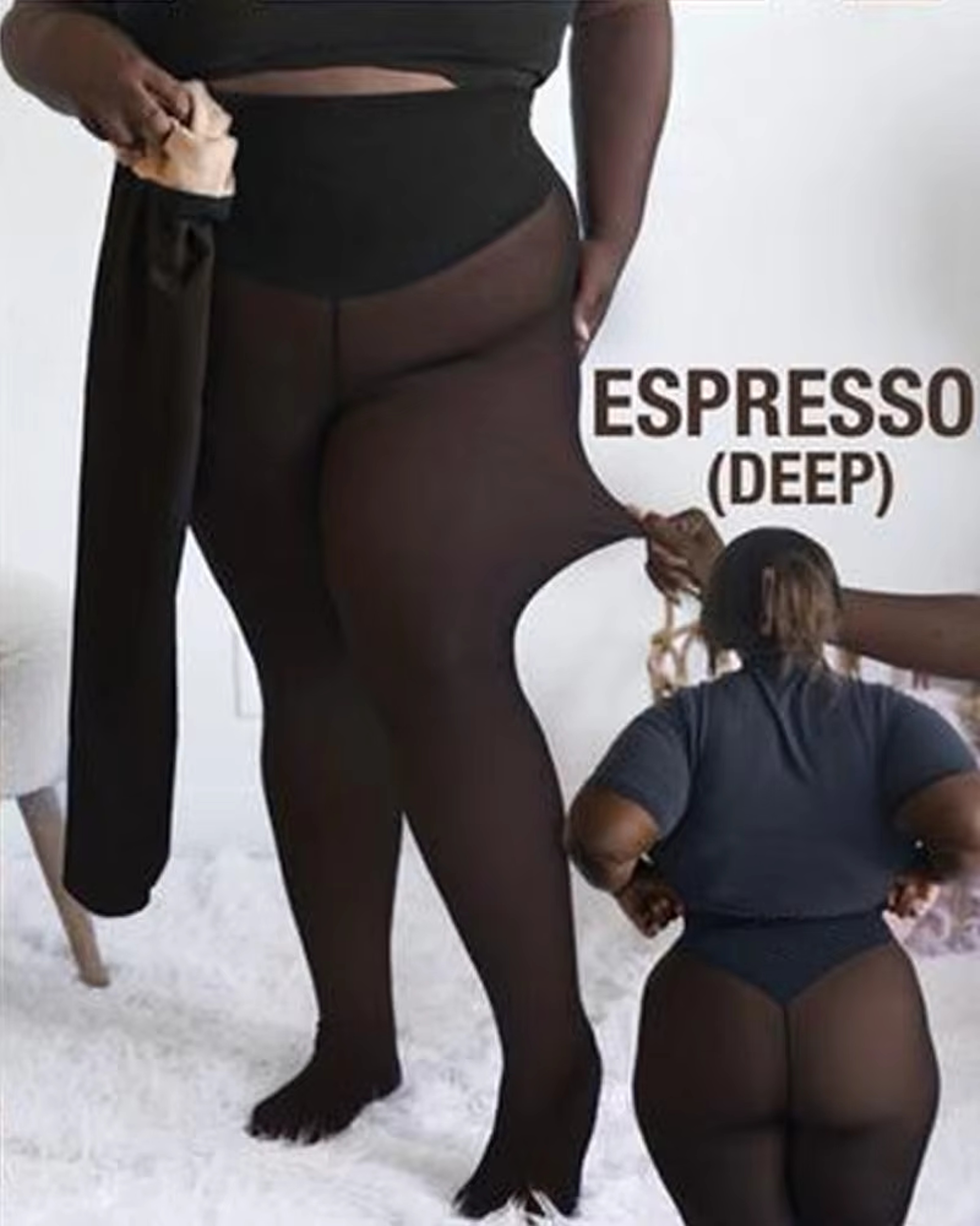 Women's Fleece Lined Sheer Look Leggings with Tummy Control Waistband – view 9