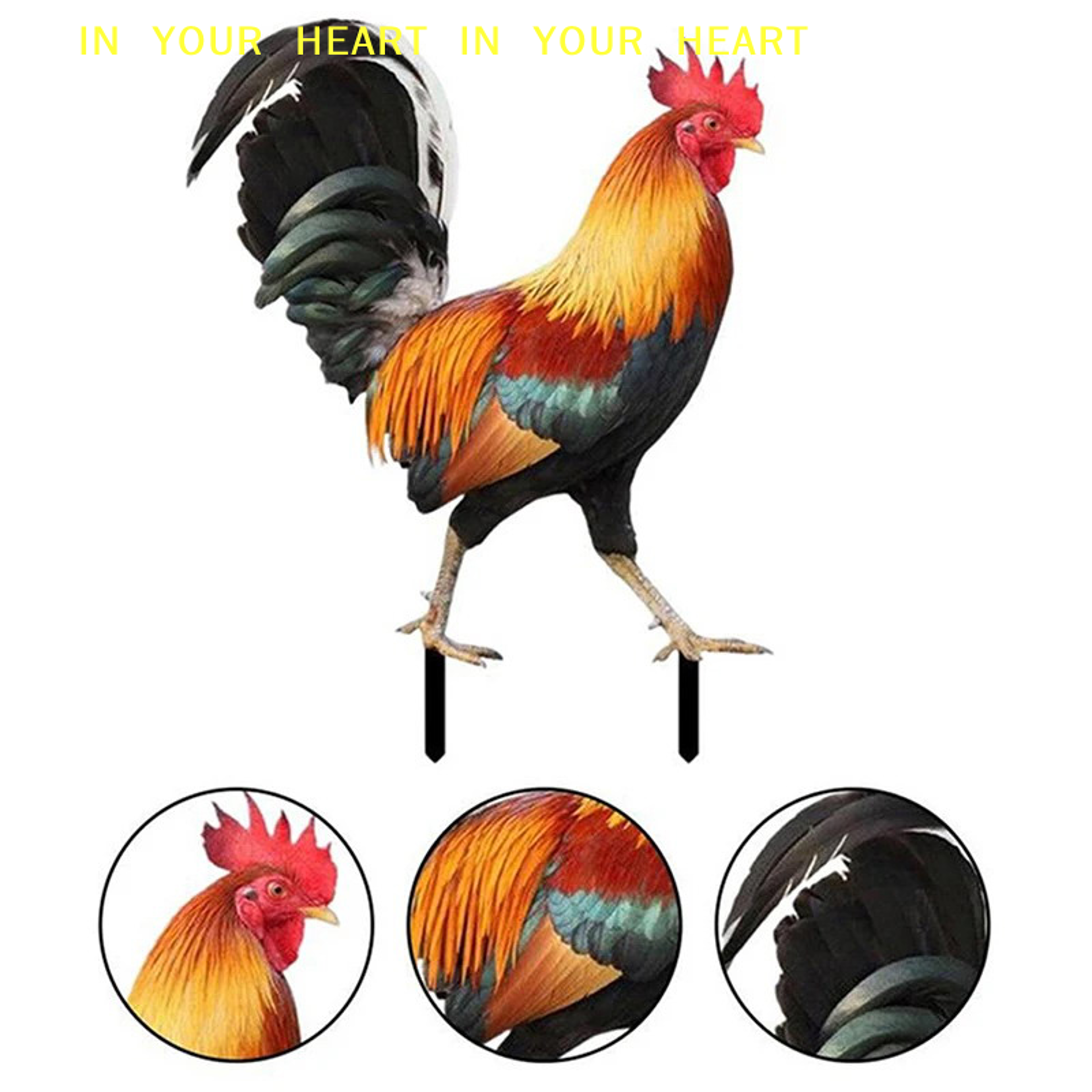 Weatherproof Garden Rooster Statue For Outdoor Yard And Patio Decor 0