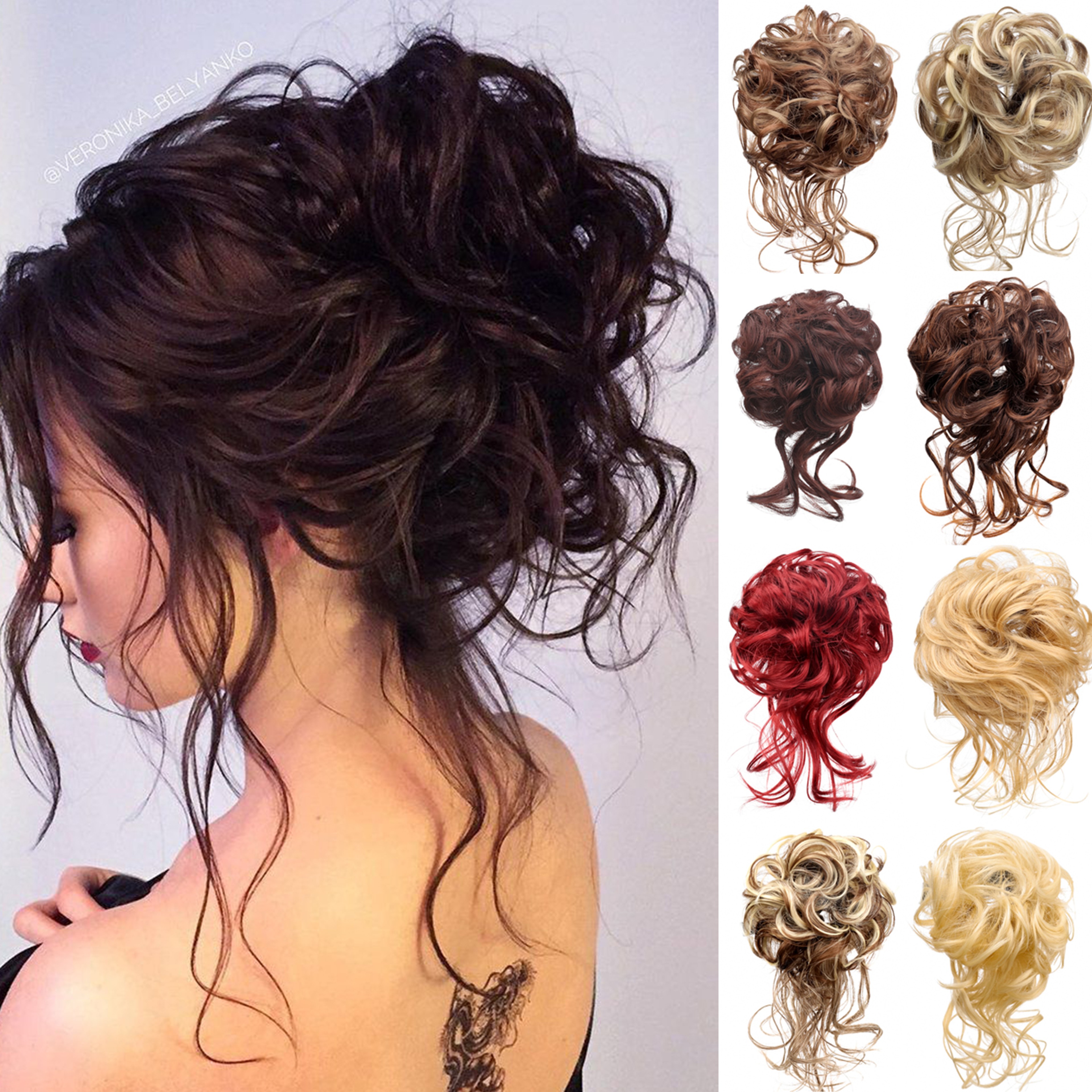 Curly Messy Bun Hairpiece Synthetic Chignon Ponytail Extension With Elastic Band 1