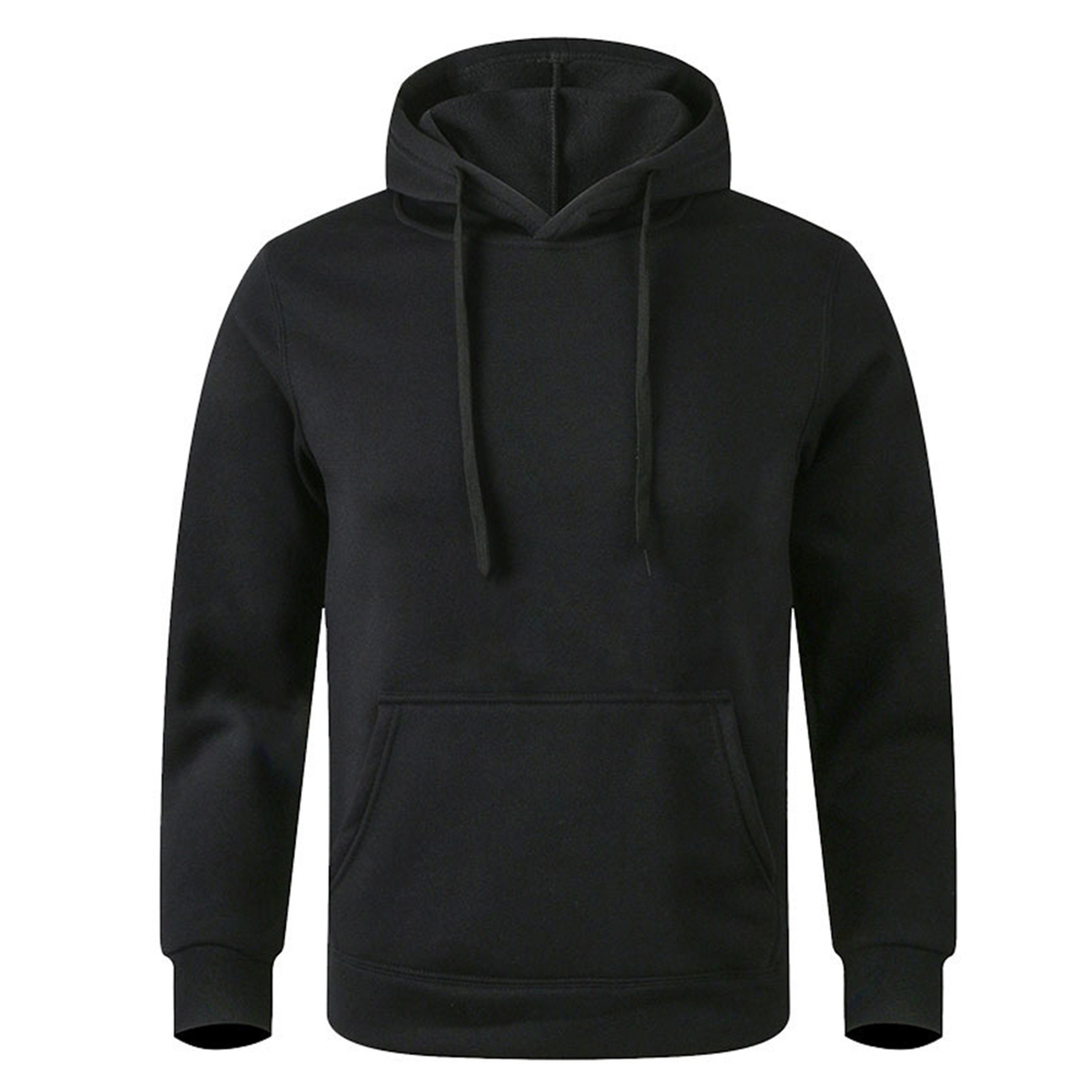 Unisex Solid Color Pullover Hoodie With Kangaroo Pocket And Ribbed Cuffs 2