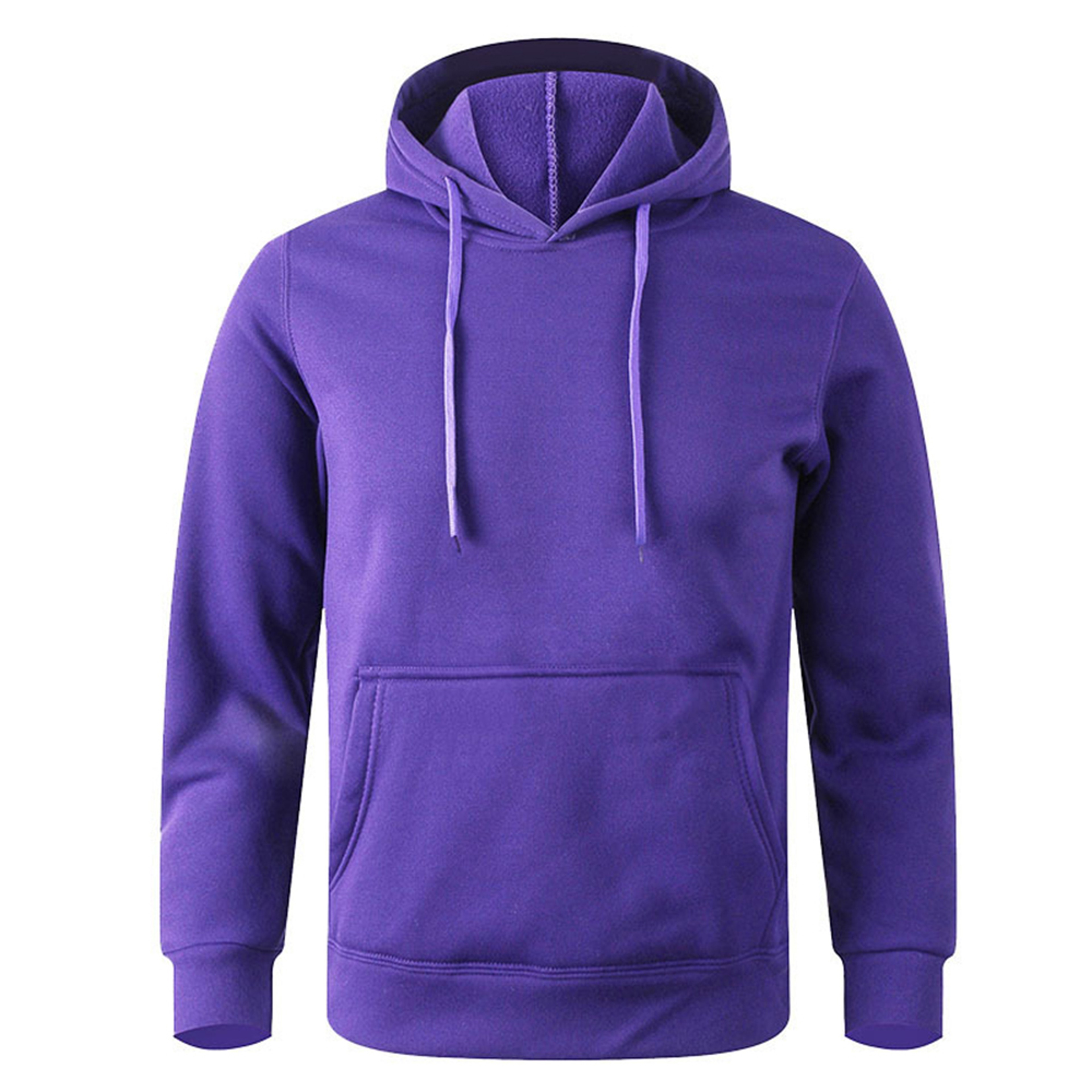 Unisex Solid Color Pullover Hoodie With Kangaroo Pocket And Ribbed Cuffs 6