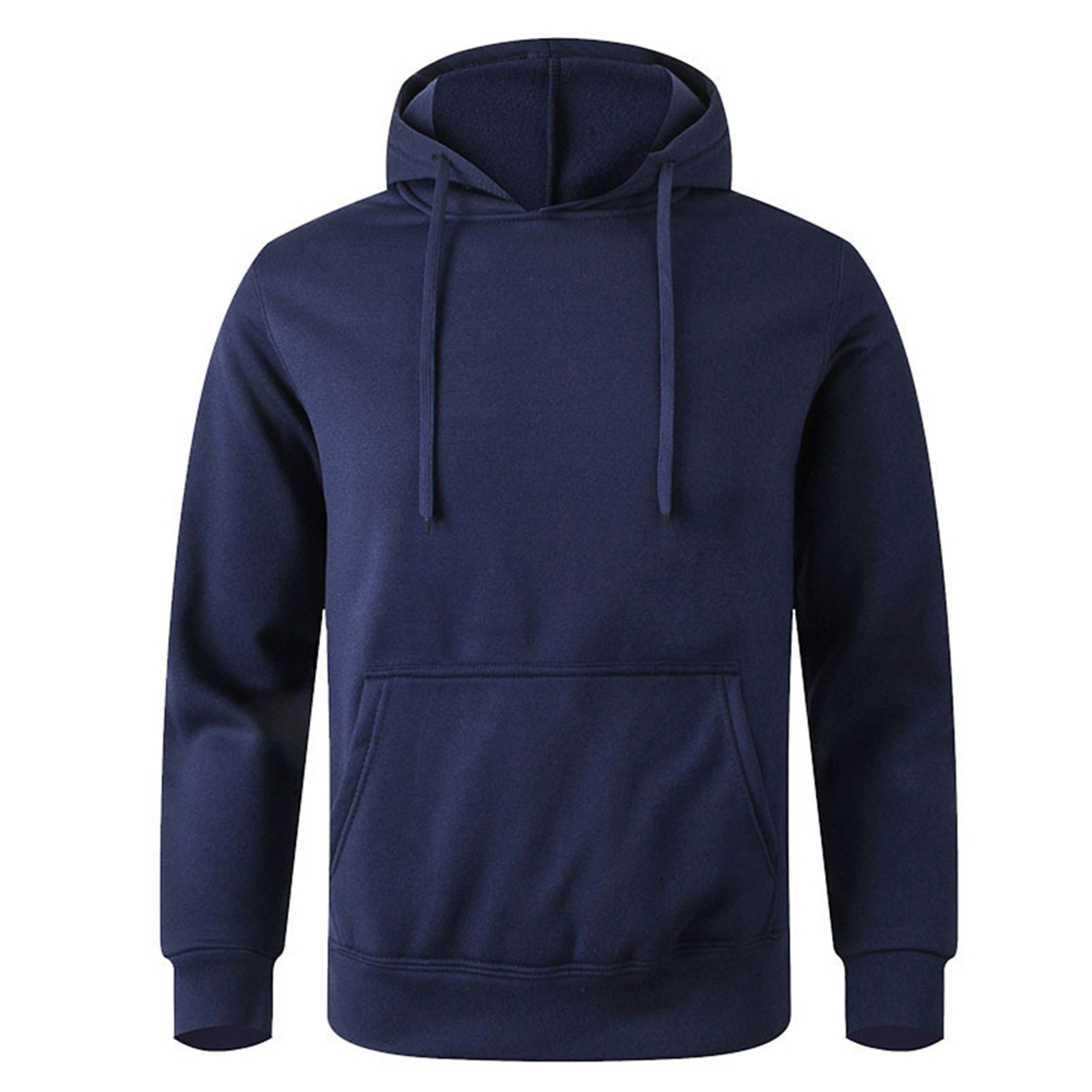 Unisex Solid Color Pullover Hoodie With Kangaroo Pocket And Ribbed Cuffs 10
