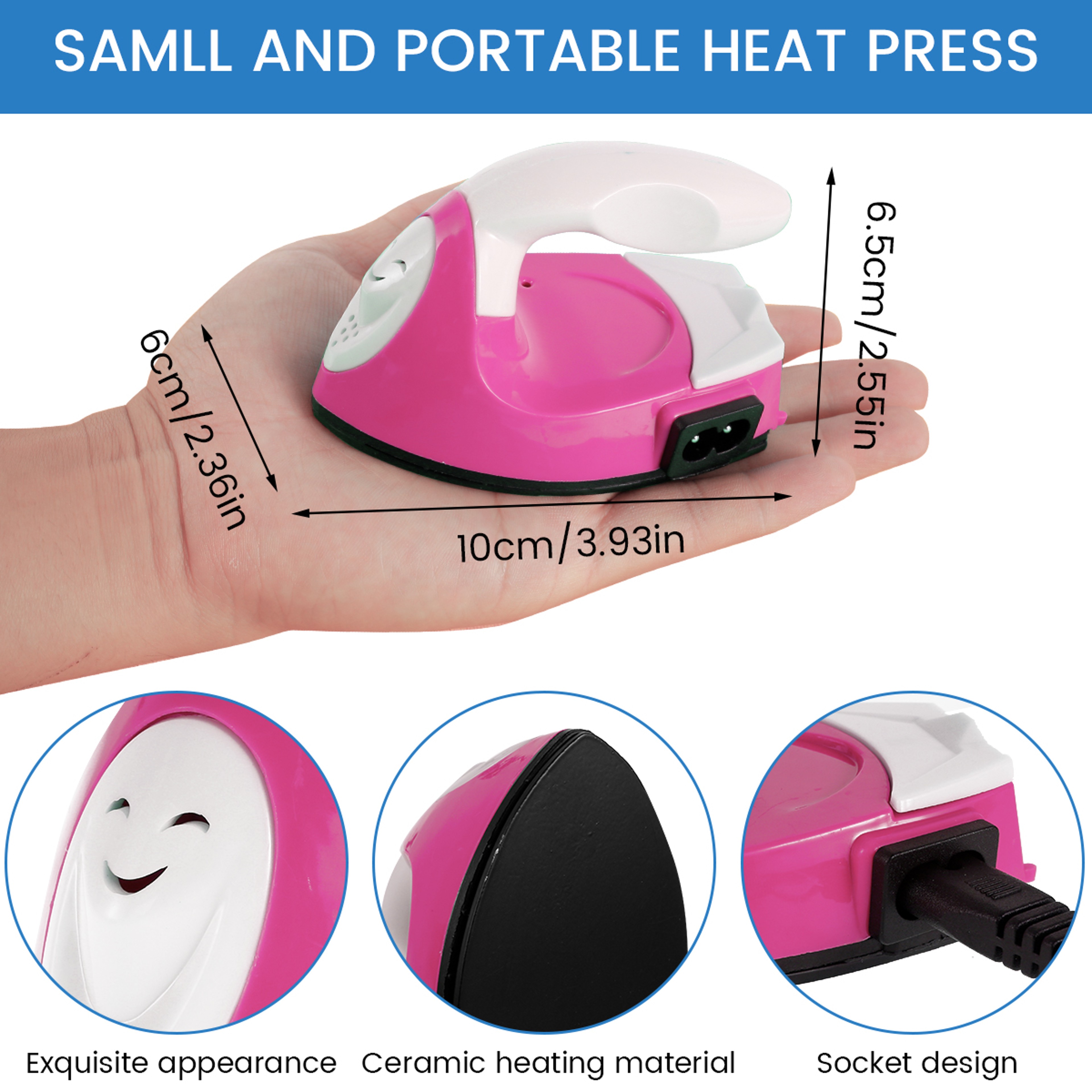 Mini Craft Iron Portable Electric Heat Press with Silicone Insulation Pad – view 2