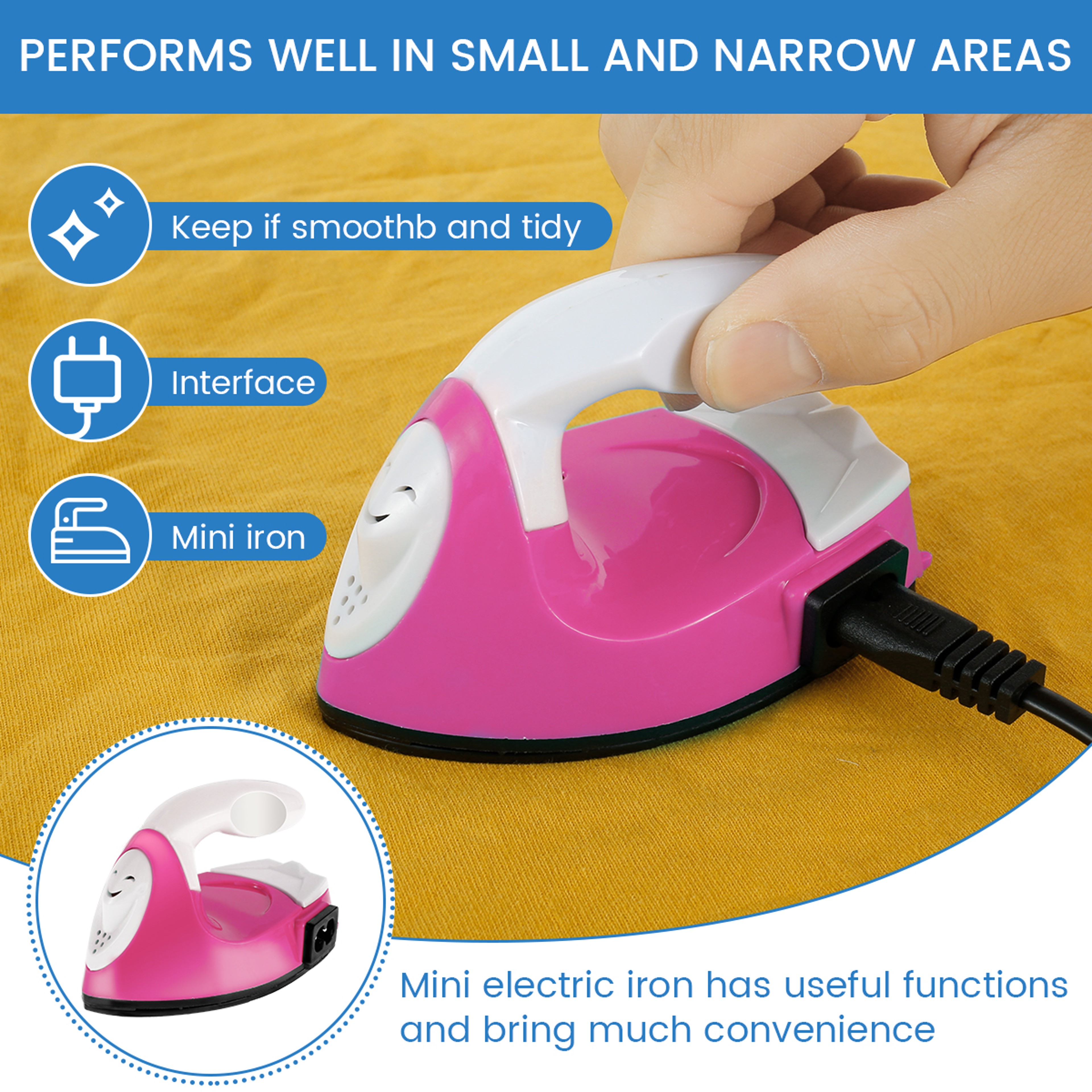 Mini Craft Iron Portable Electric Heat Press with Silicone Insulation Pad – view 5